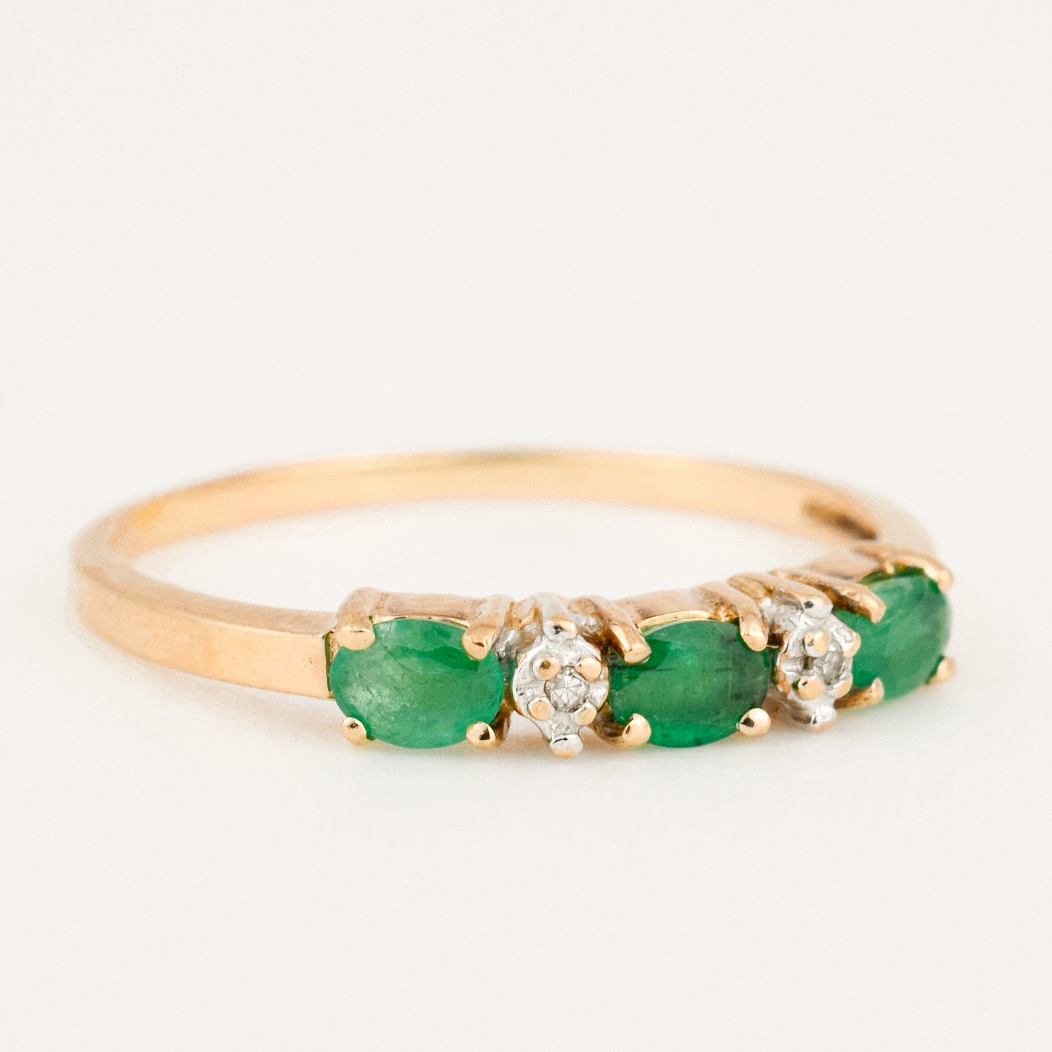 vintage gold Emerald and Diamond Band