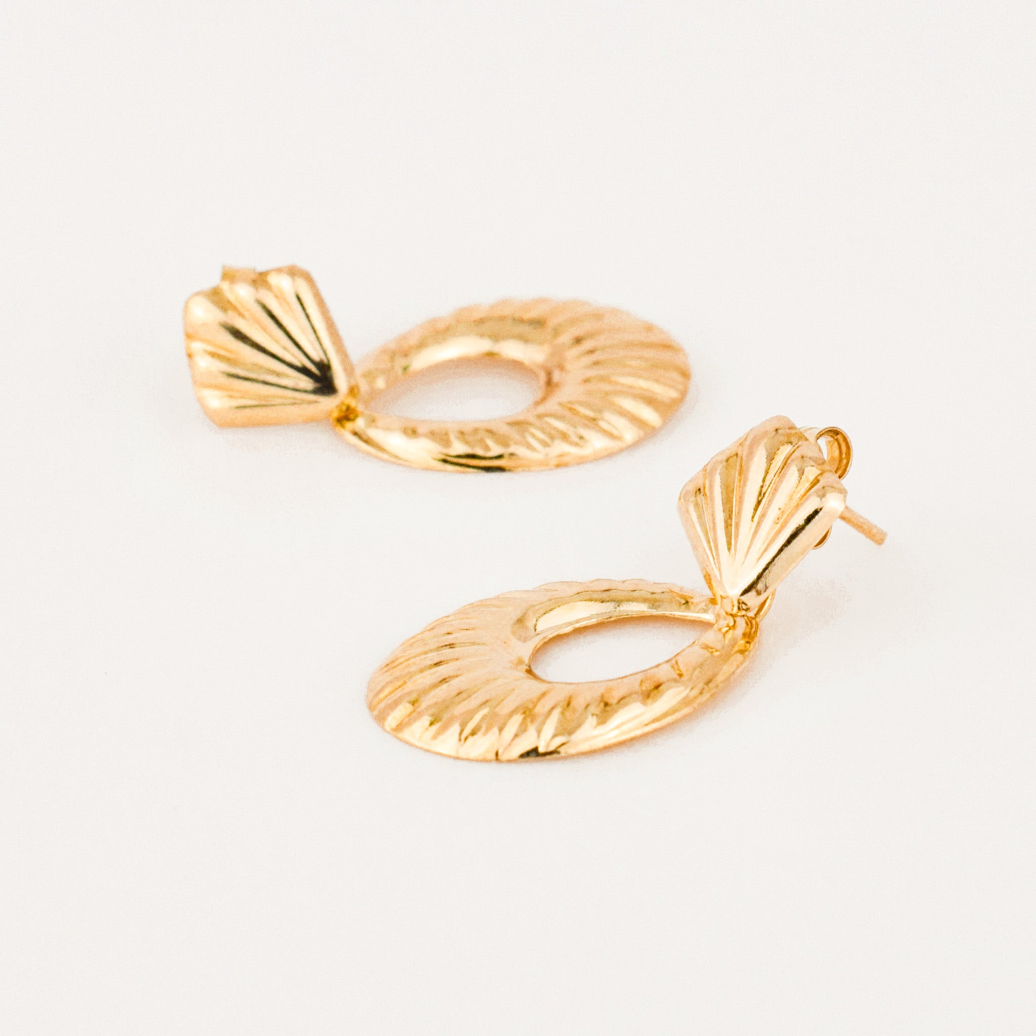 Stud Drop Scalloped Hoops