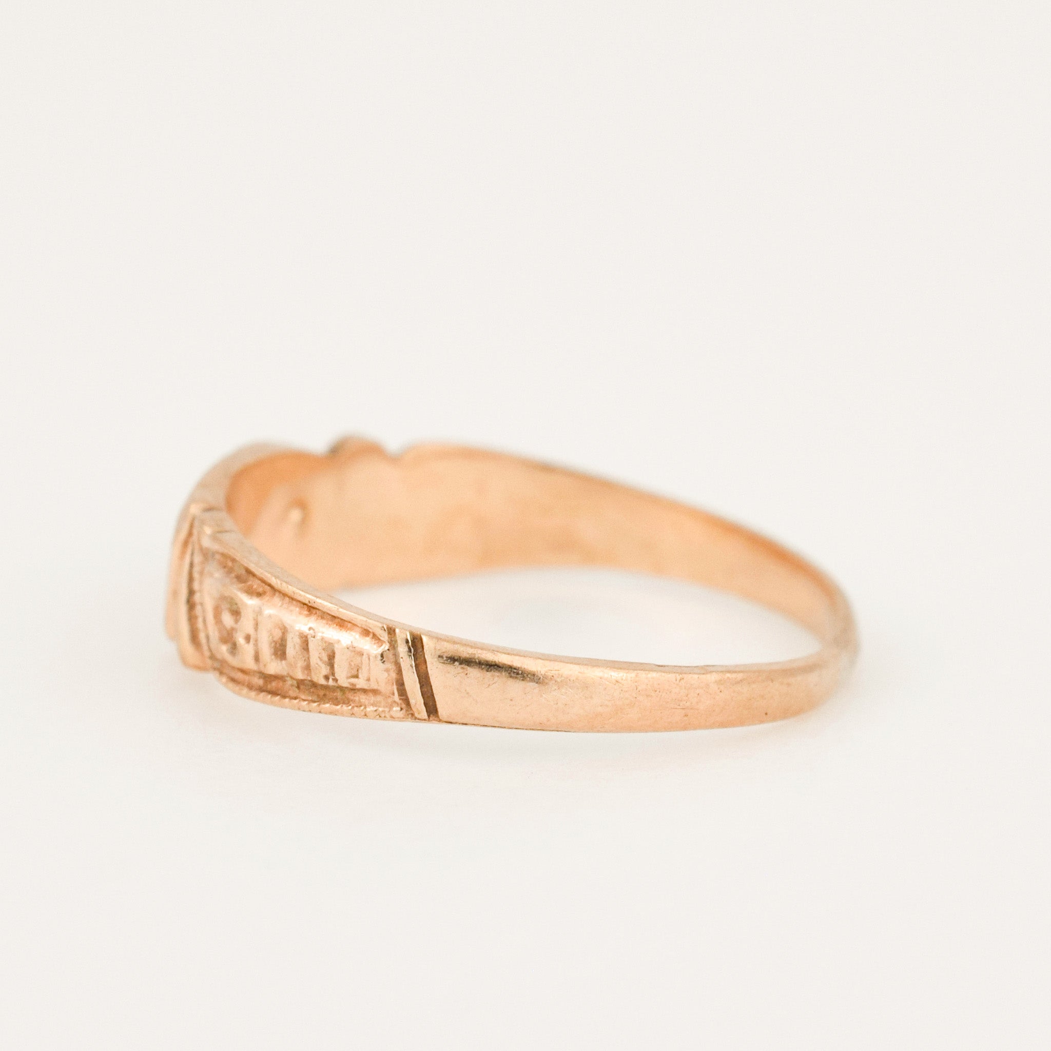 'J' Floral Signet Pinkie Ring