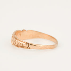 'J' Floral Signet Pinkie Ring