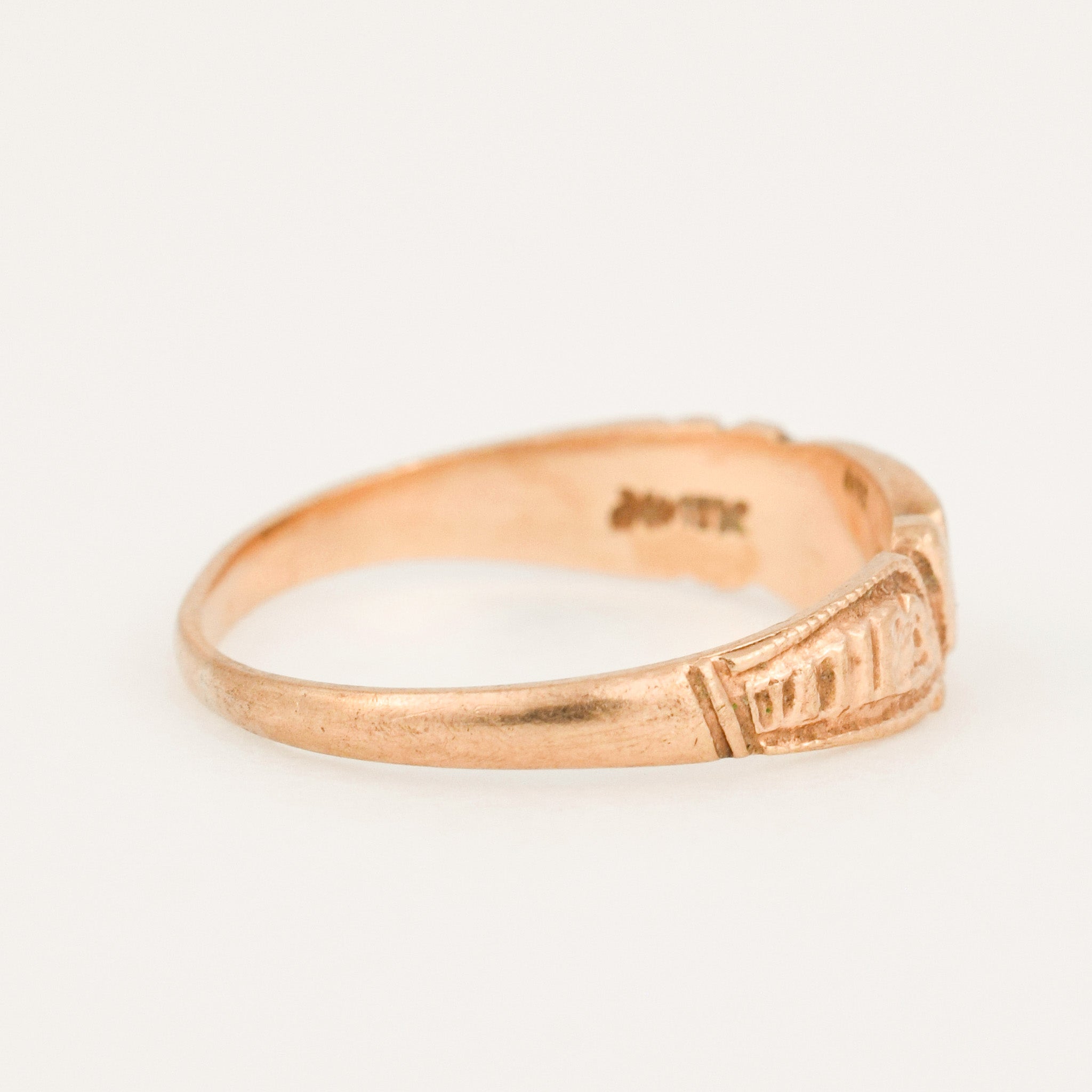 'J' Floral Signet Pinkie Ring