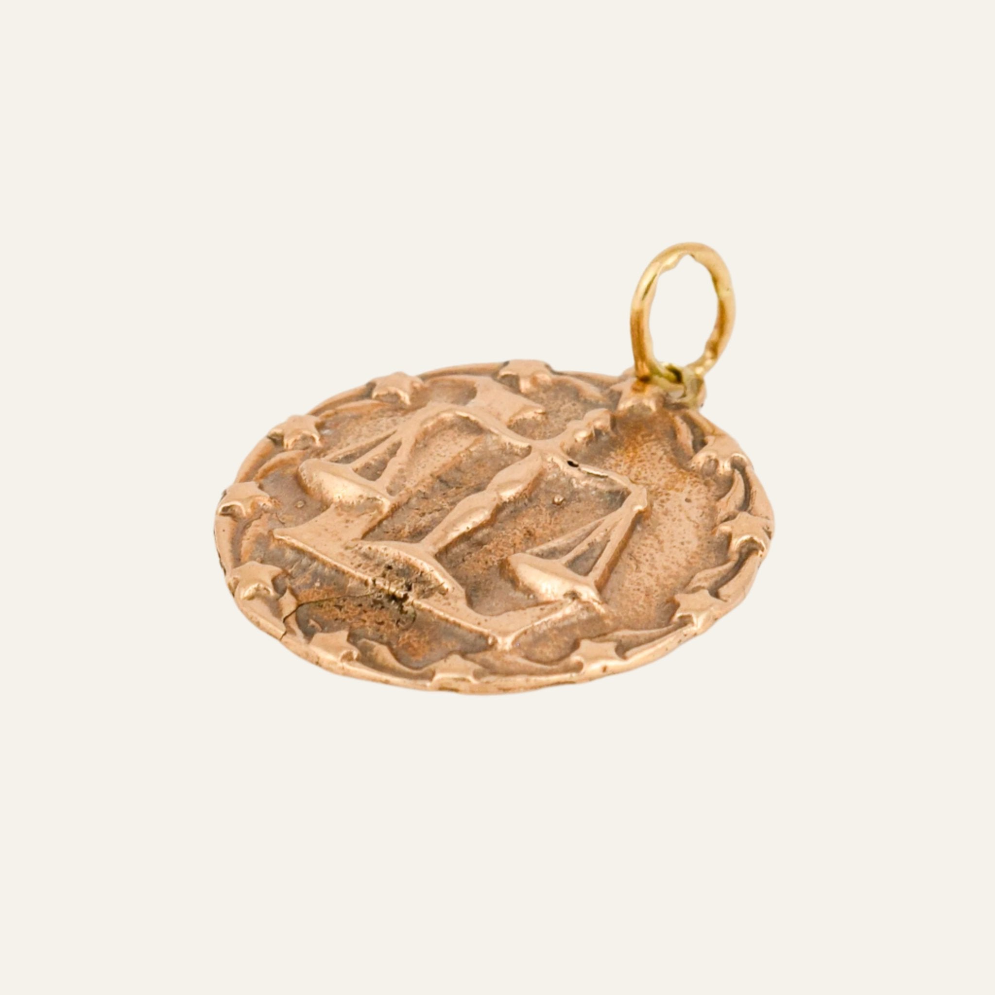 vintage gold Carved Libra Charm