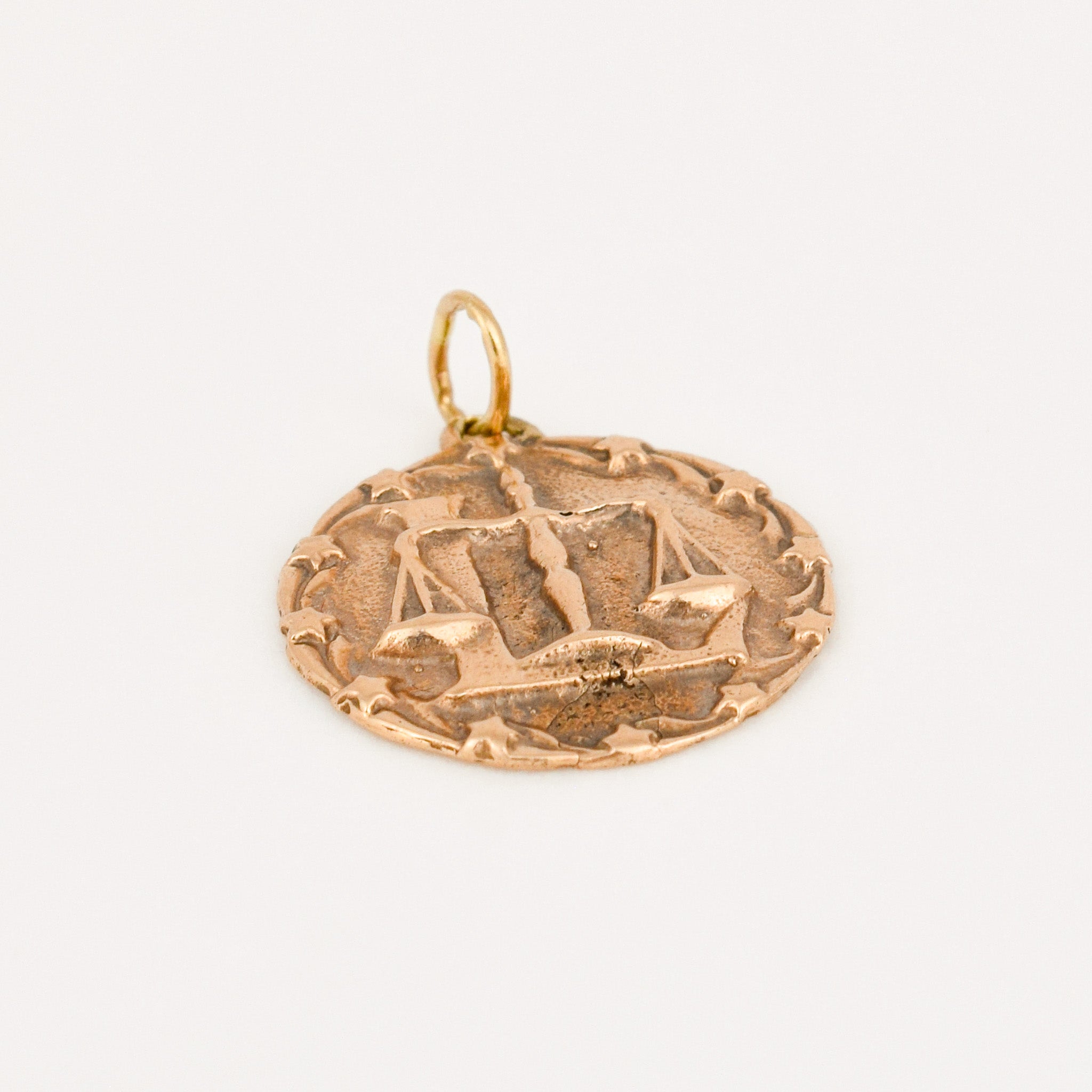 vintage gold Carved Libra Charm
