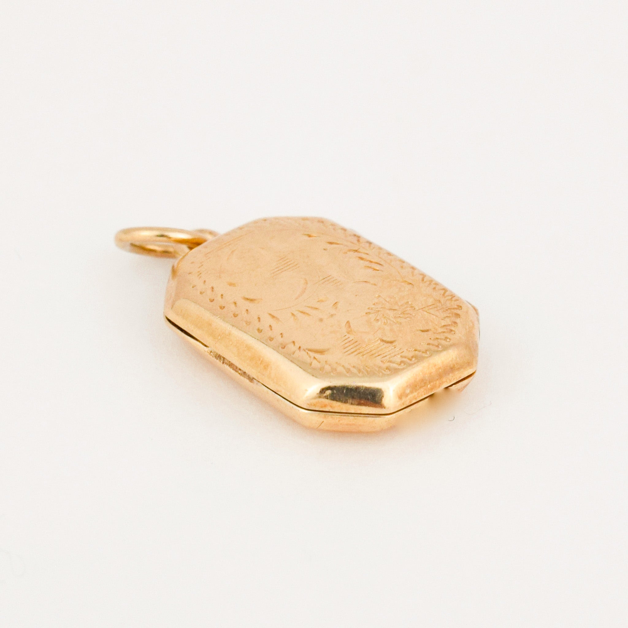 vintage Rectangular Etched Gold Locket