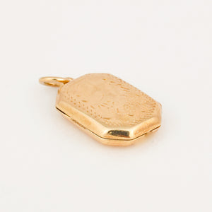 vintage Rectangular Etched Gold Locket