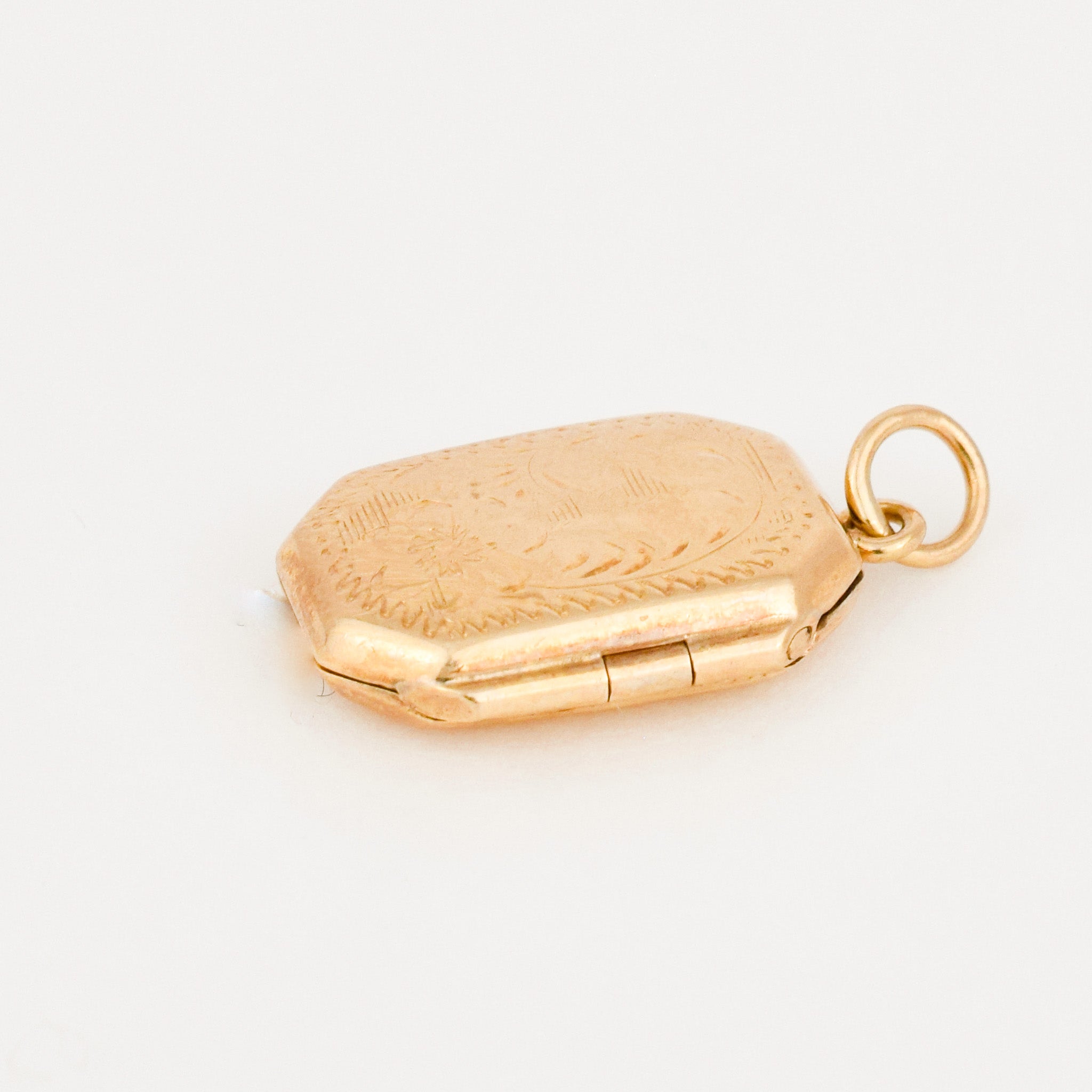 vintage Rectangular Etched Gold Locket