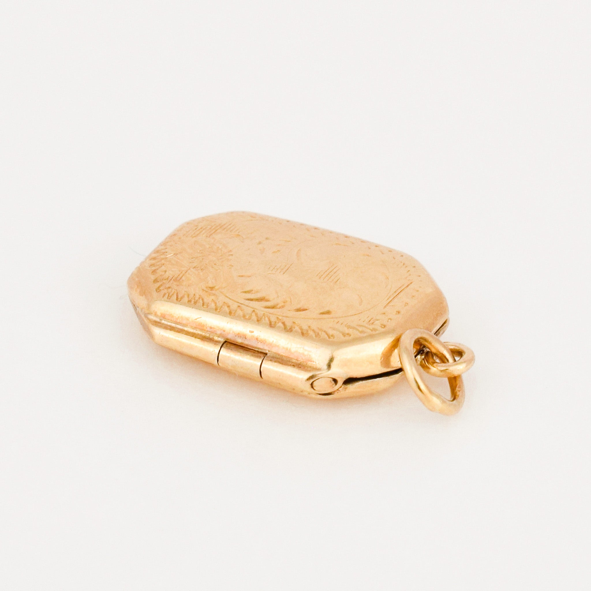 vintage Rectangular Etched Gold Locket