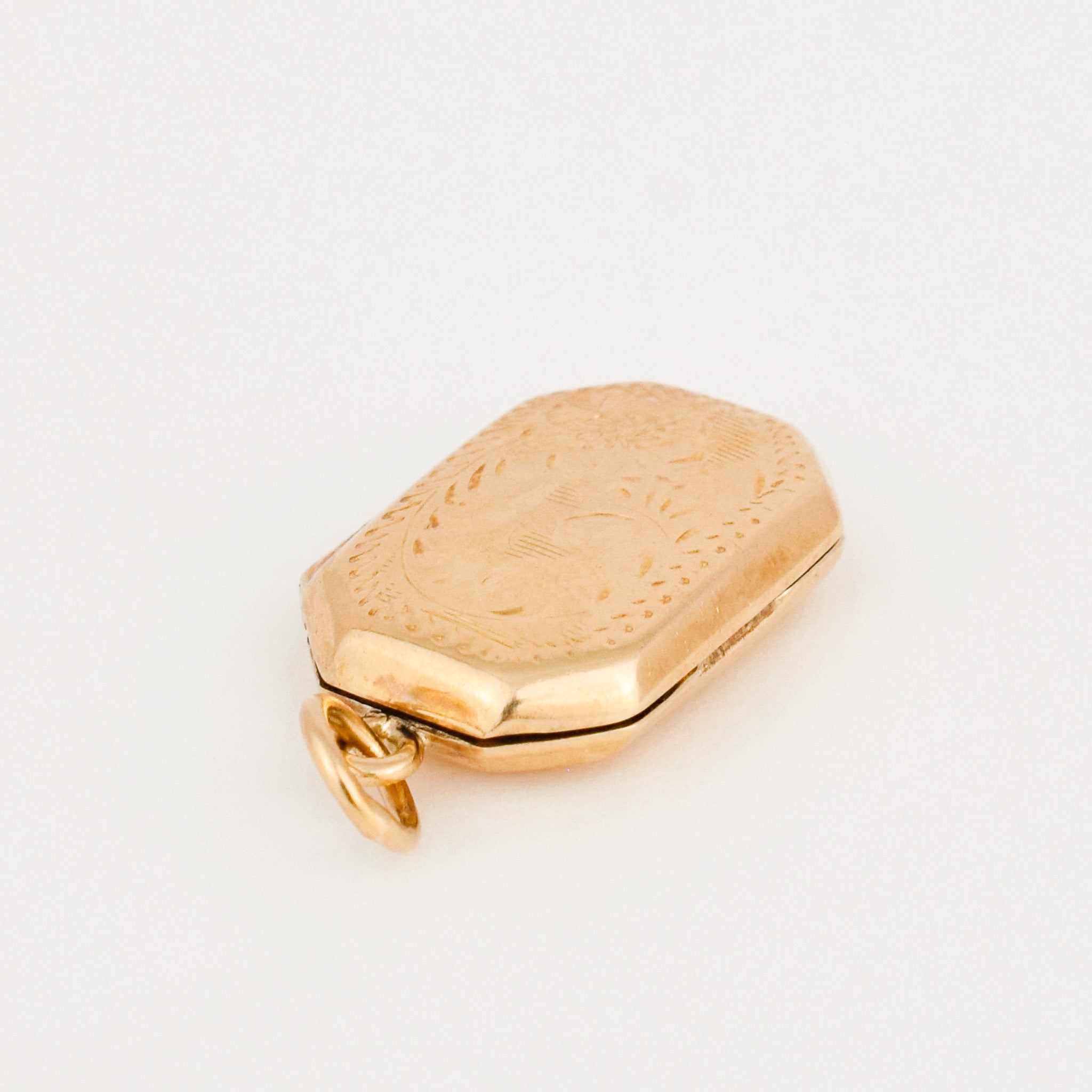 vintage Rectangular Etched Gold Locket