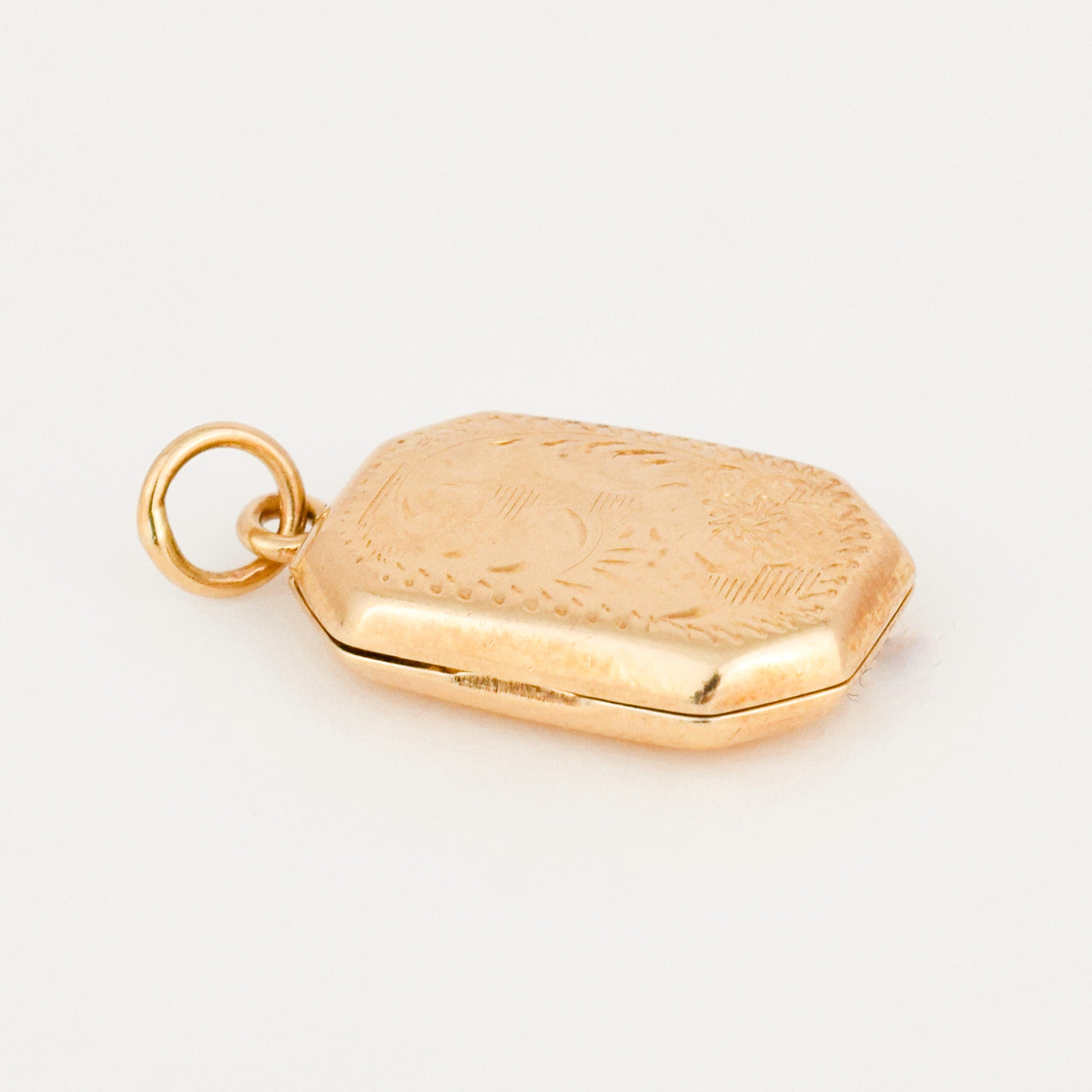 vintage Rectangular Etched Gold Locket