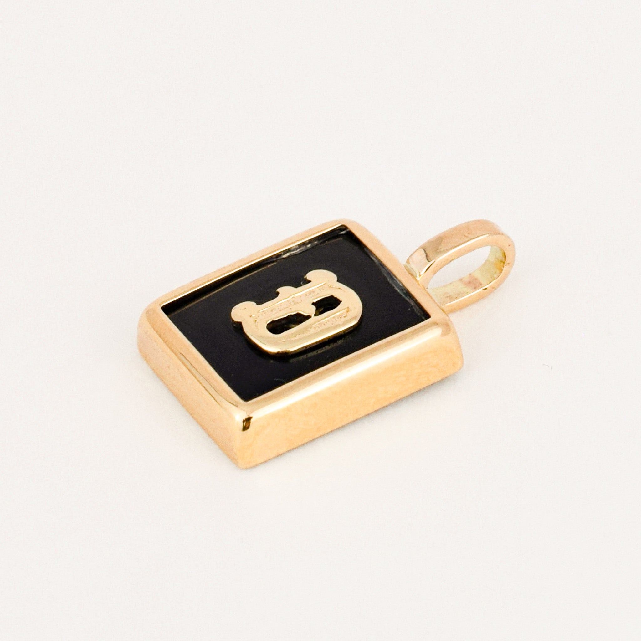 Smaller 'D' Onyx Bezel Set Pendant