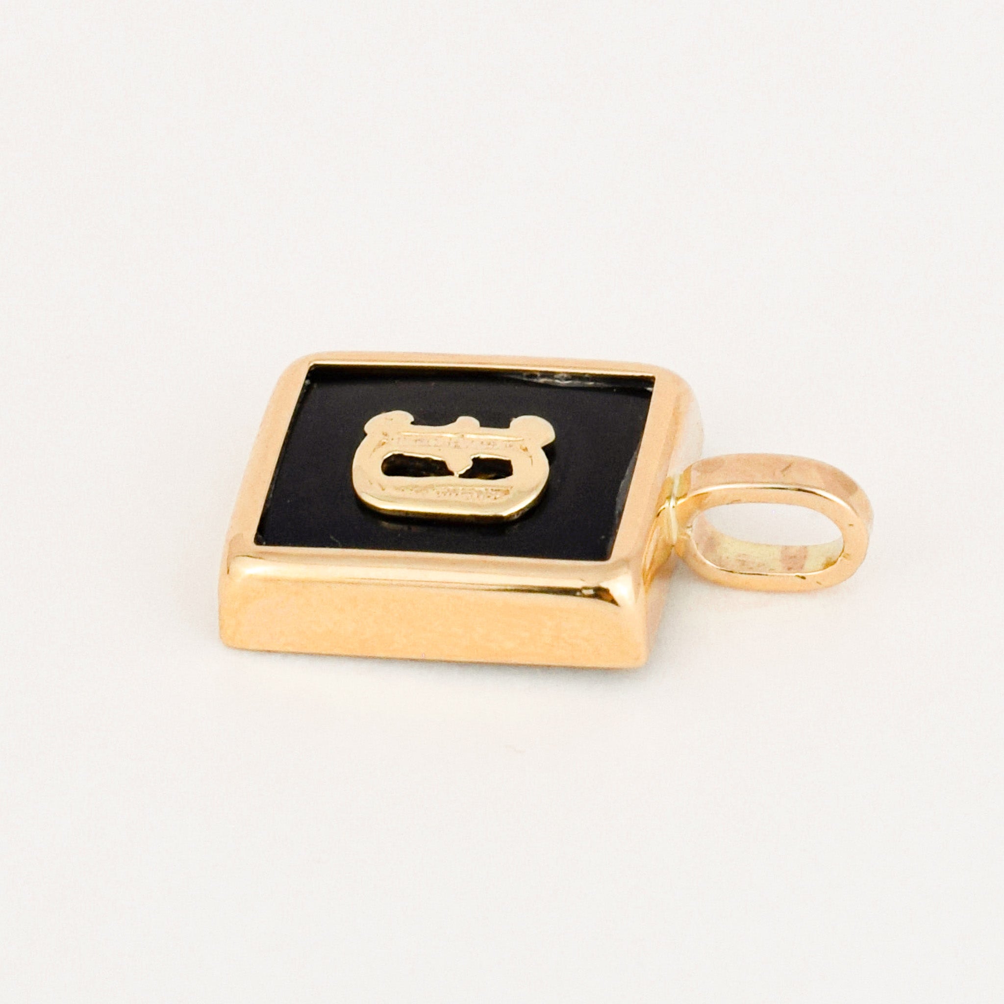 Smaller 'D' Onyx Bezel Set Pendant