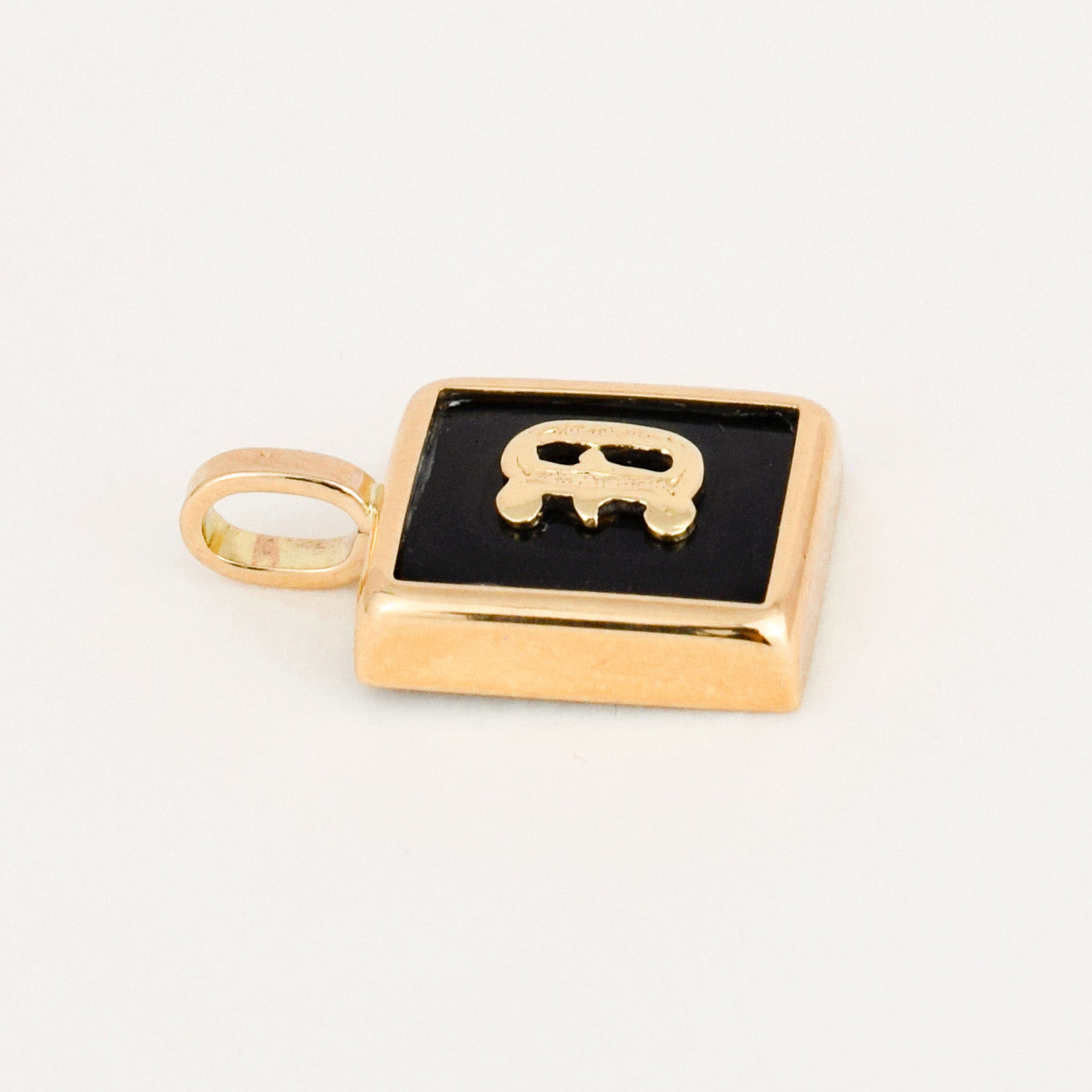 Smaller 'D' Onyx Bezel Set Pendant