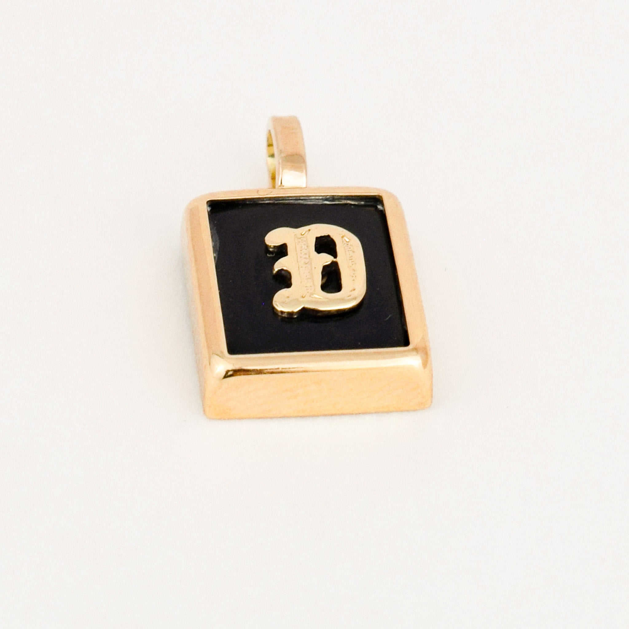 Smaller 'D' Onyx Bezel Set Pendant