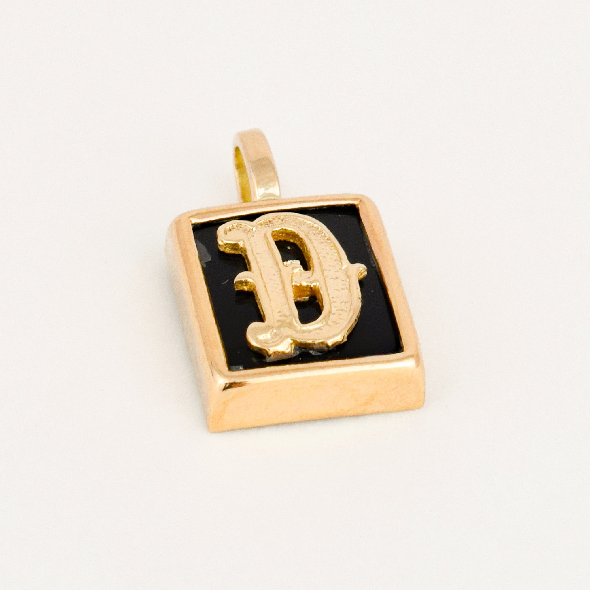 Larger 'D' Onyx Bezel Set Pendant