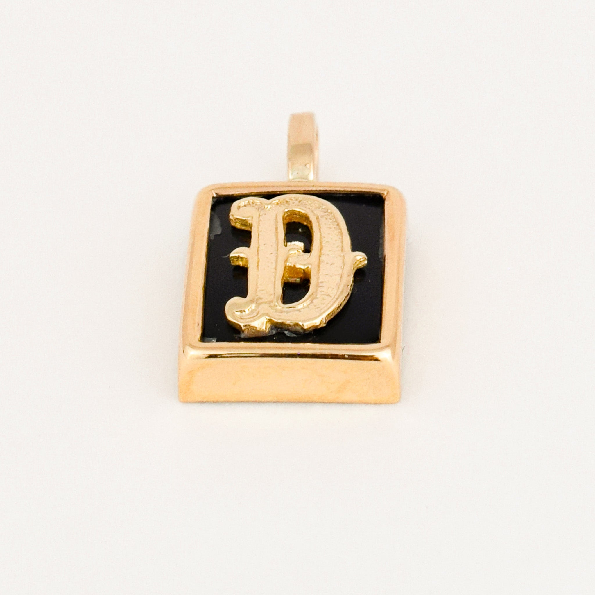 Larger 'D' Onyx Bezel Set Pendant