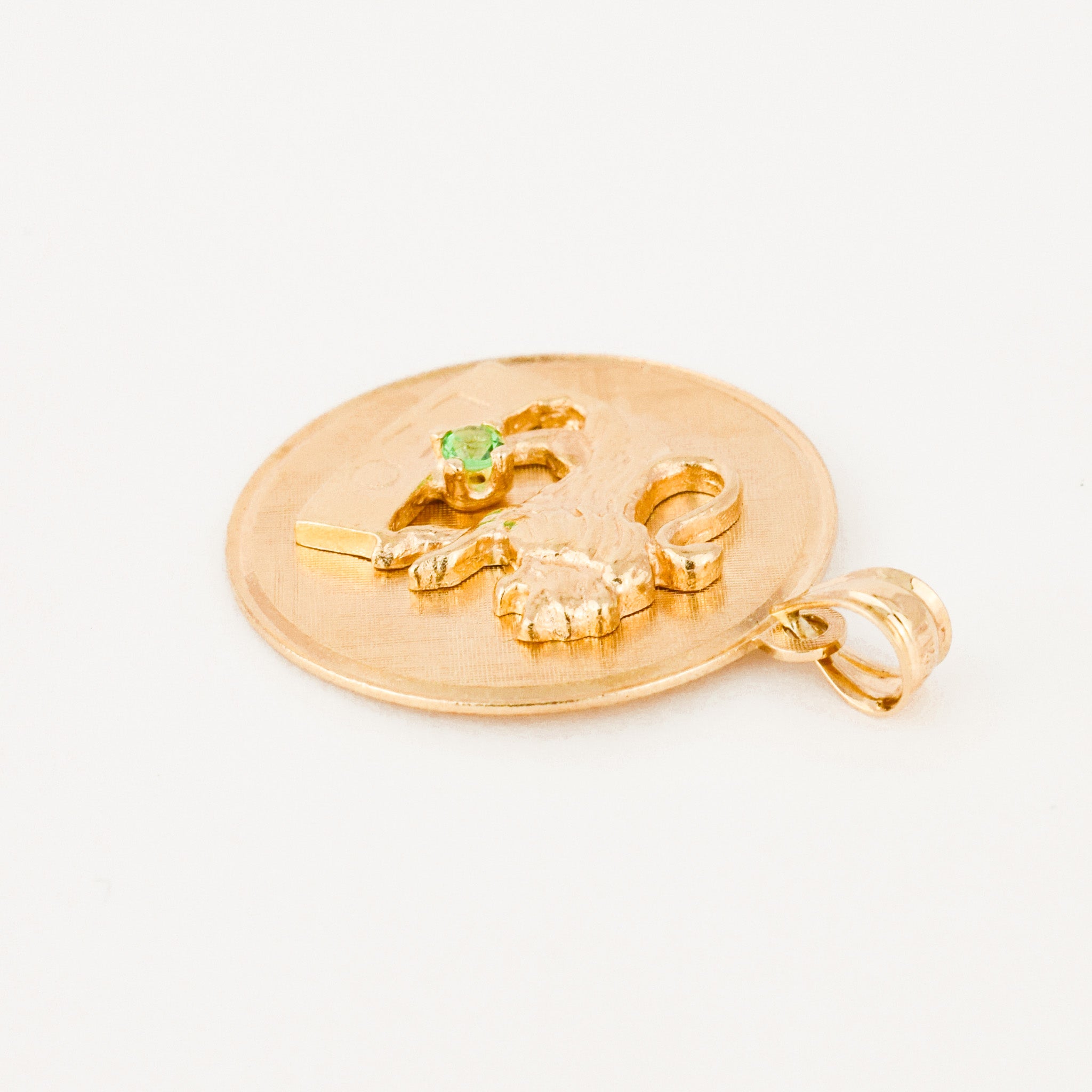 vintage gold leo zodiac medalion 