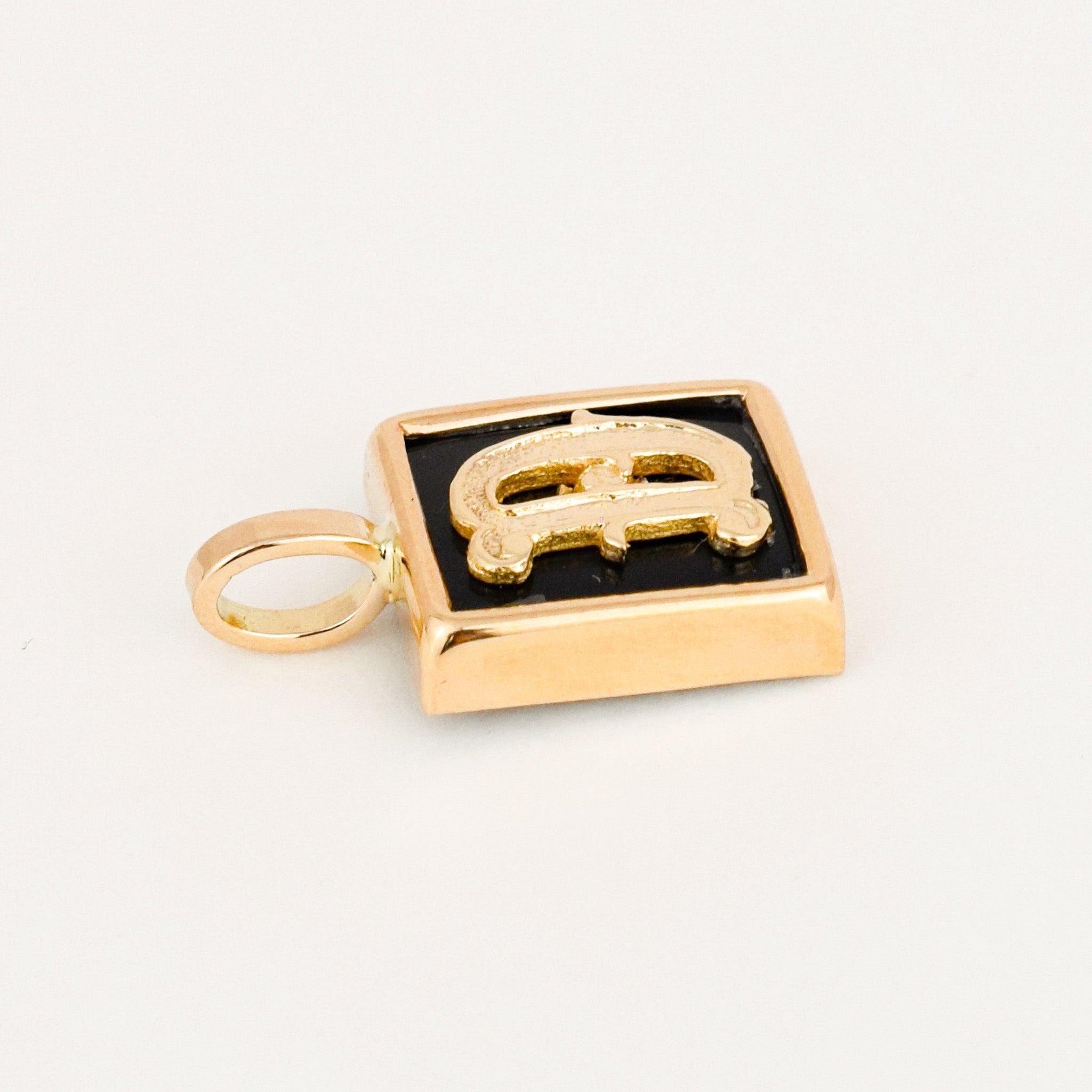 Larger 'D' Onyx Bezel Set Pendant