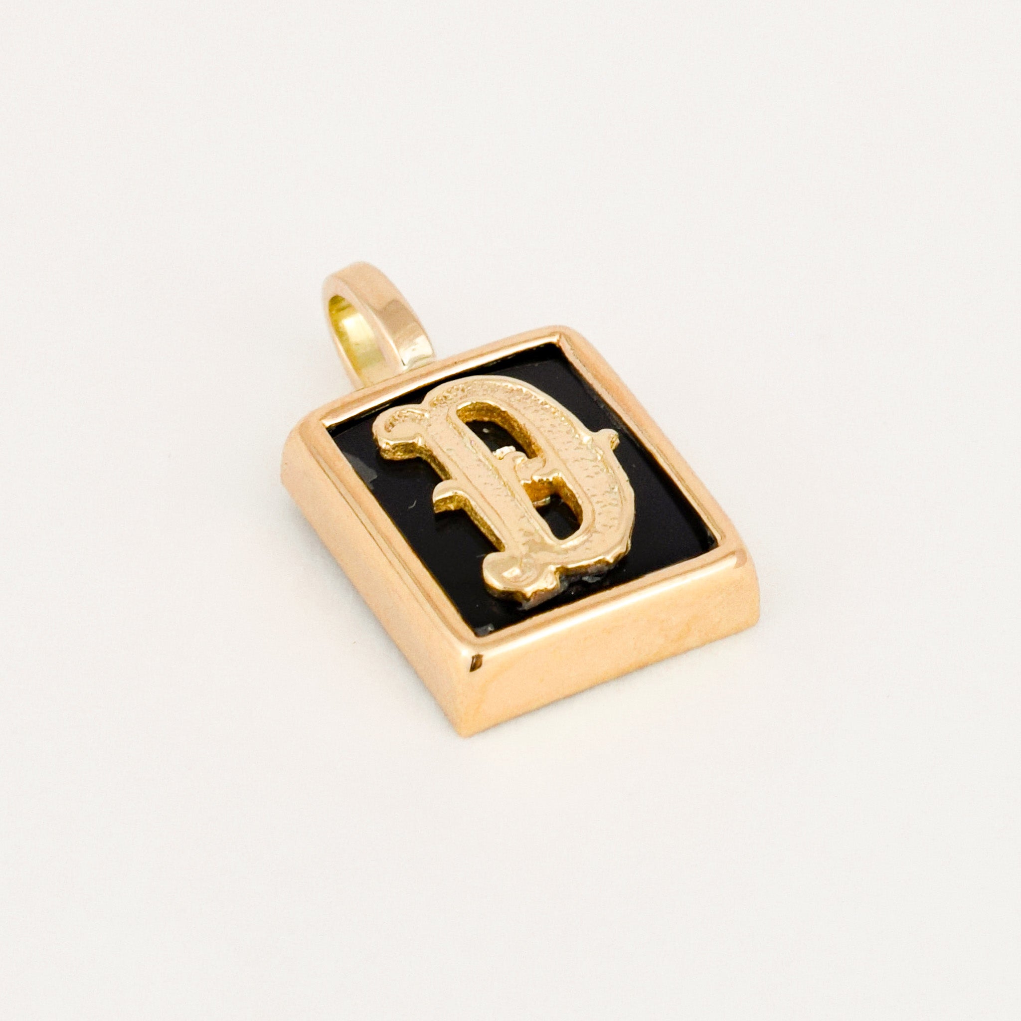 Larger 'D' Onyx Bezel Set Pendant