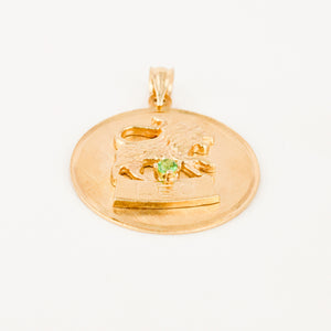 vintage gold leo zodiac medalion 