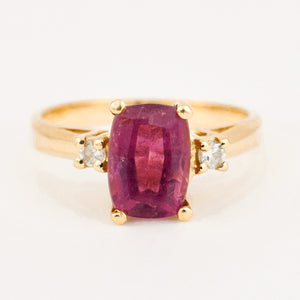 vintage gold Pink Tourmaline and Diamond Ring
