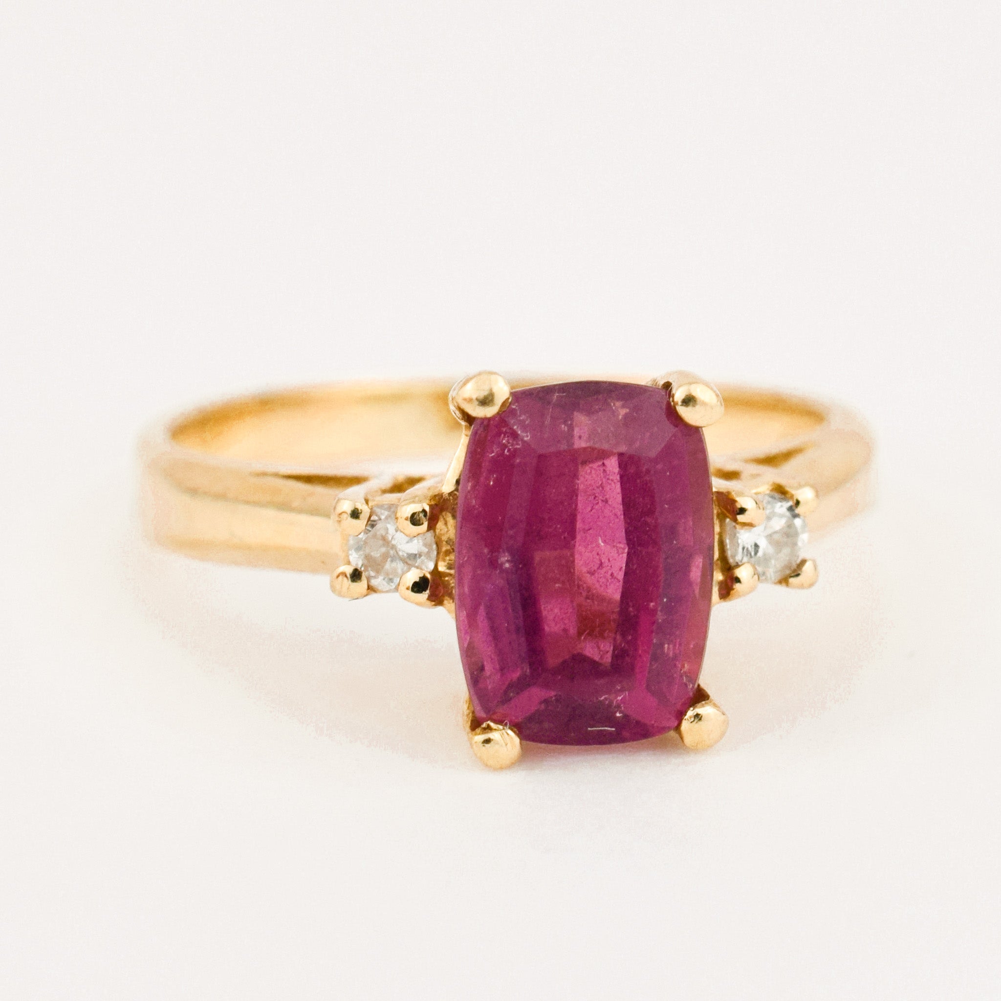 vintage gold Pink Tourmaline and Diamond Ring