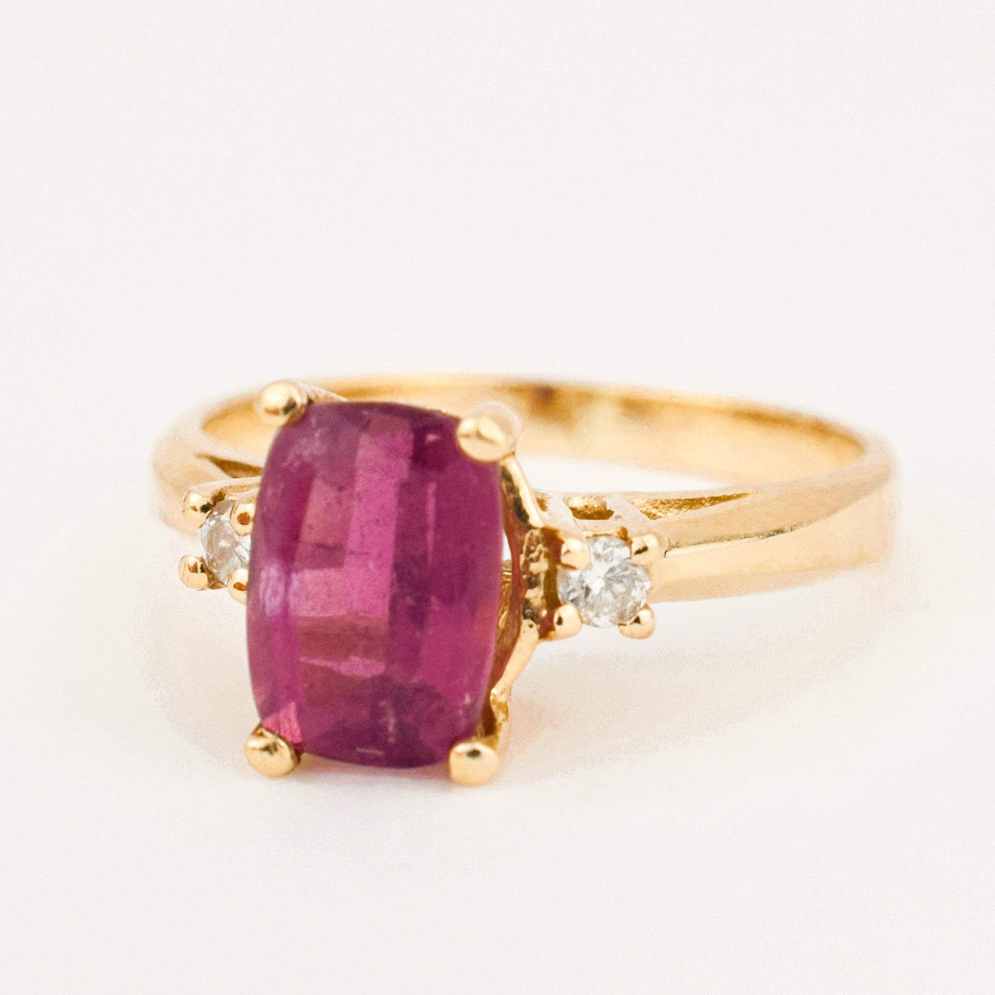 vintage gold Pink Tourmaline and Diamond Ring