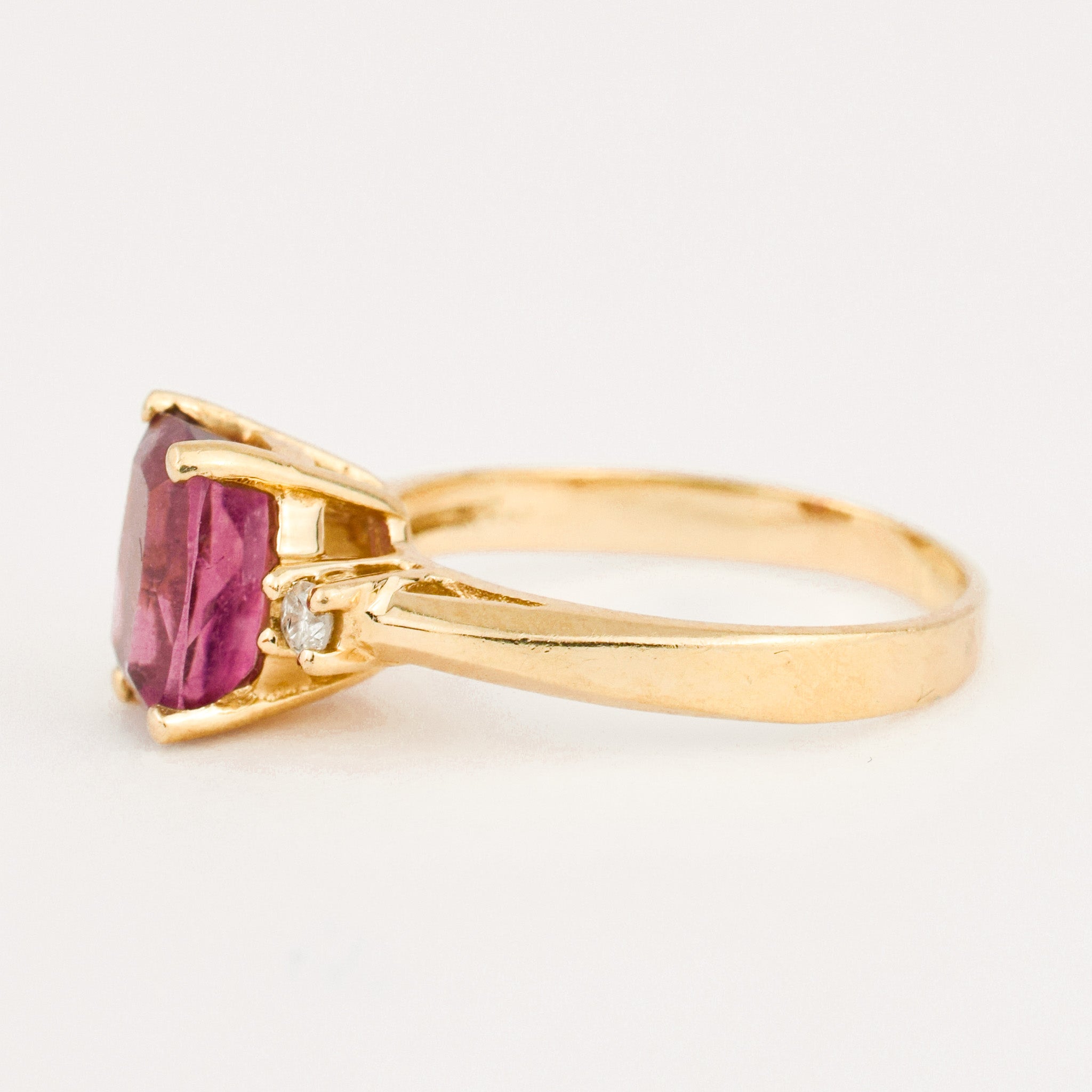 vintage gold Pink Tourmaline and Diamond Ring