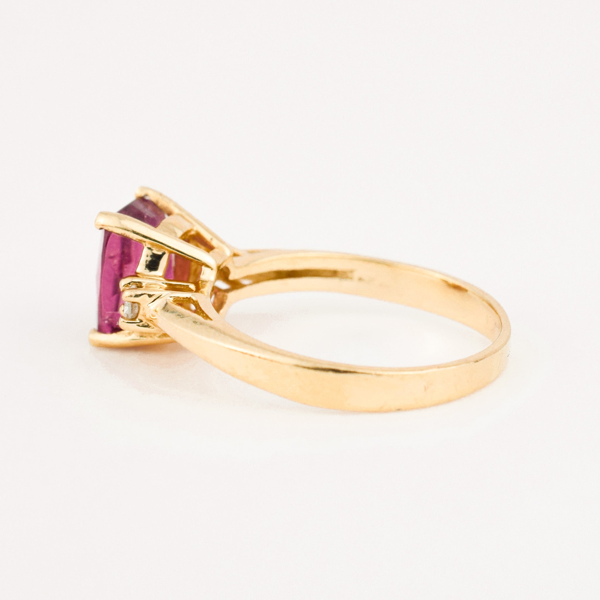 vintage gold Pink Tourmaline and Diamond Ring