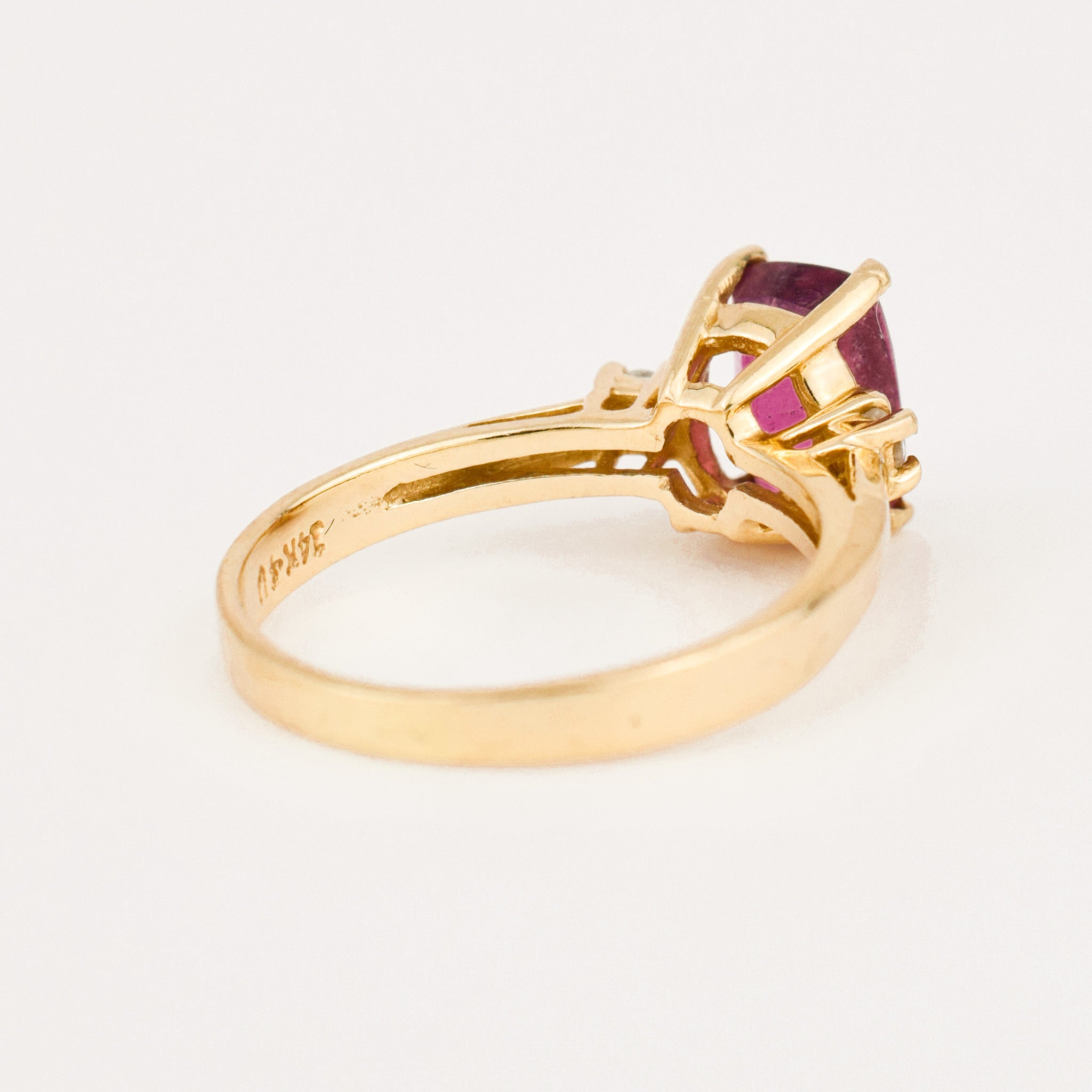 vintage gold Pink Tourmaline and Diamond Ring