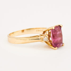 vintage gold Pink Tourmaline and Diamond Ring