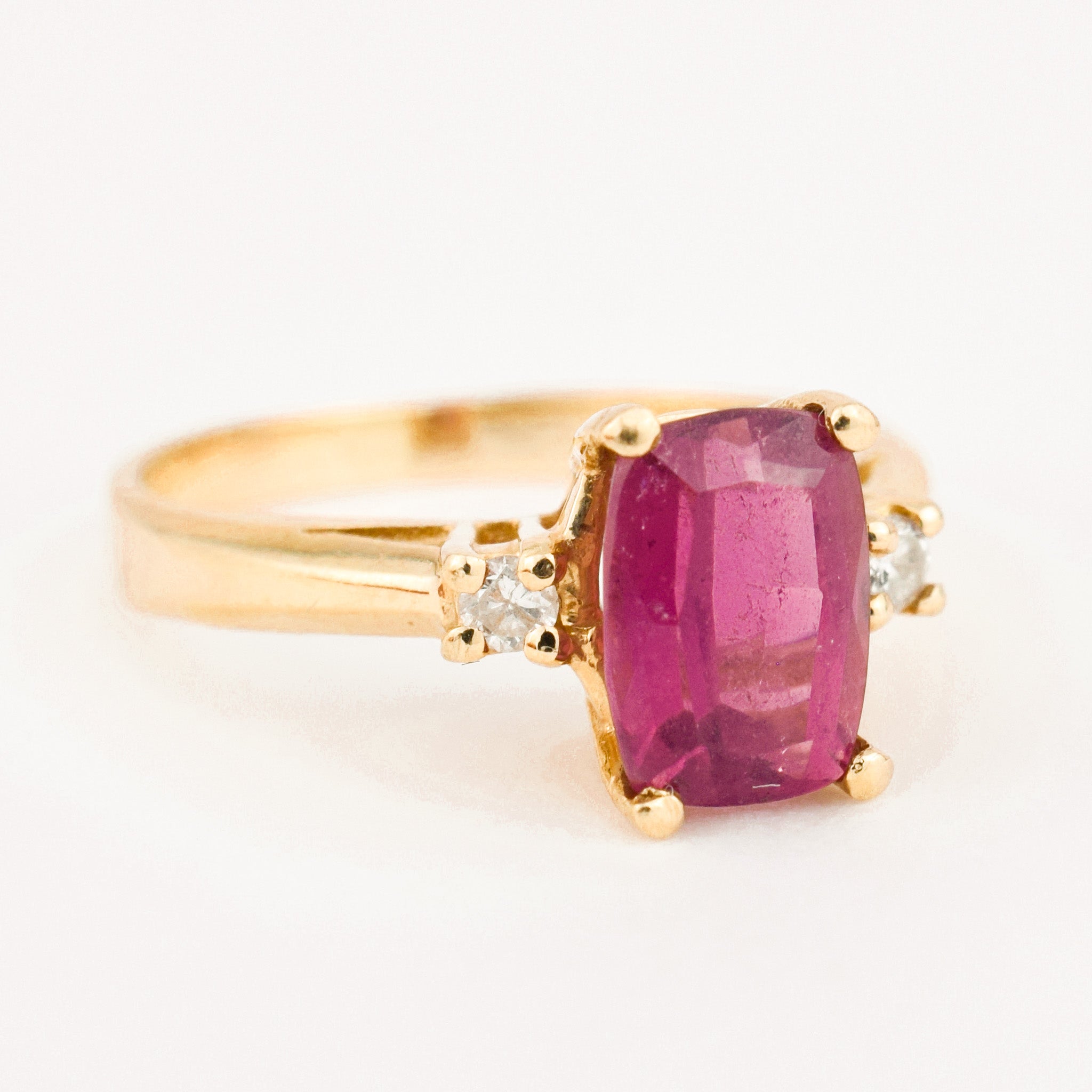 vintage gold Pink Tourmaline and Diamond Ring