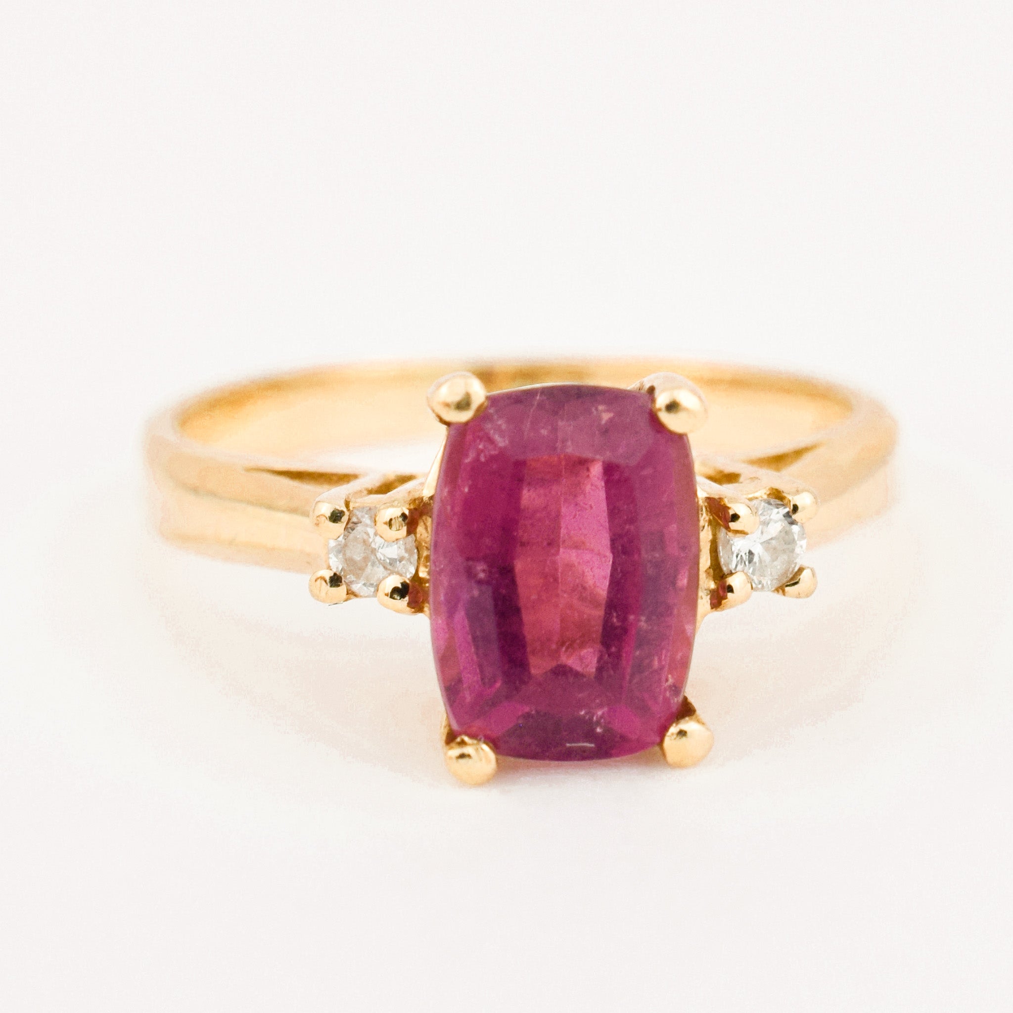 vintage gold Pink Tourmaline and Diamond Ring