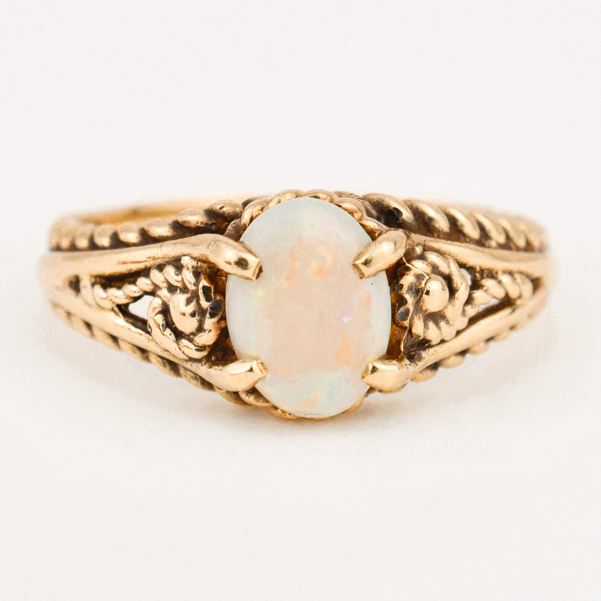 vintage gold Opal Rope Ring