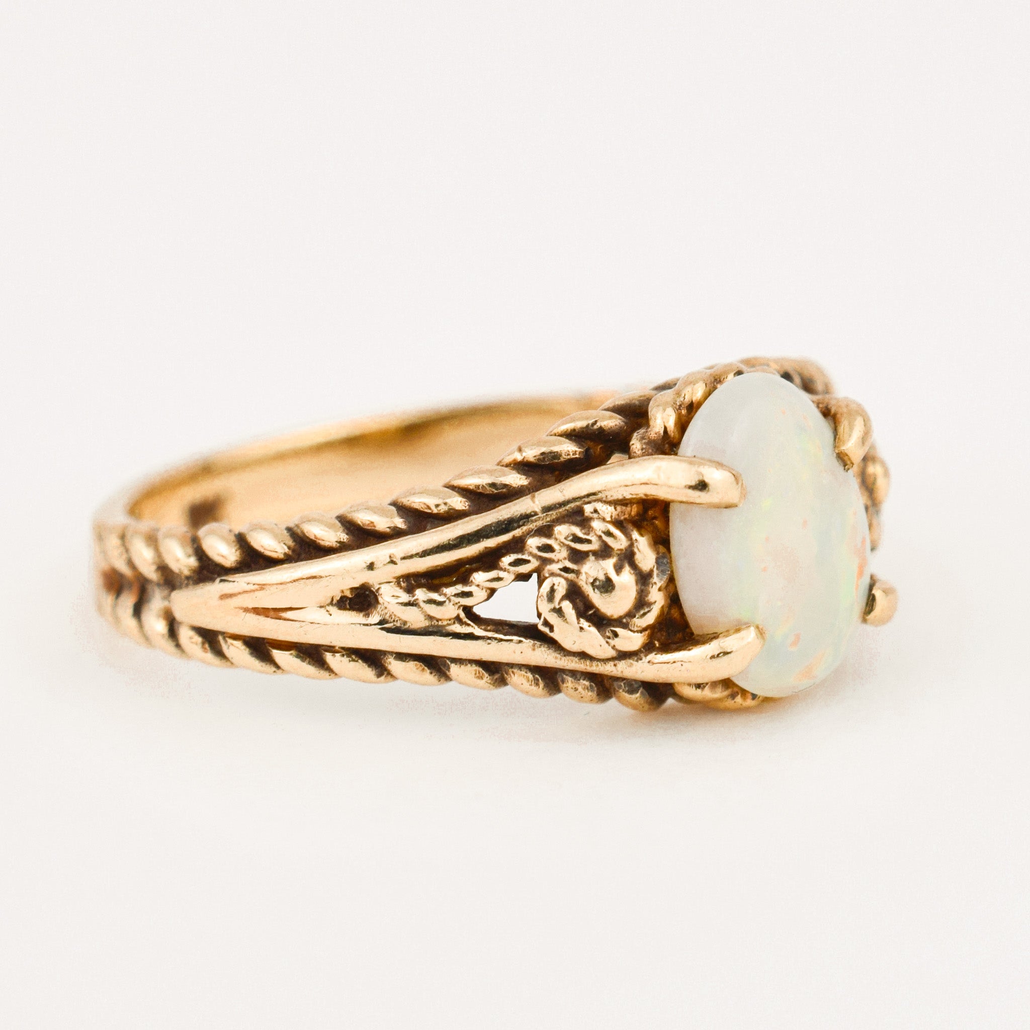 vintage gold Opal Rope Ring