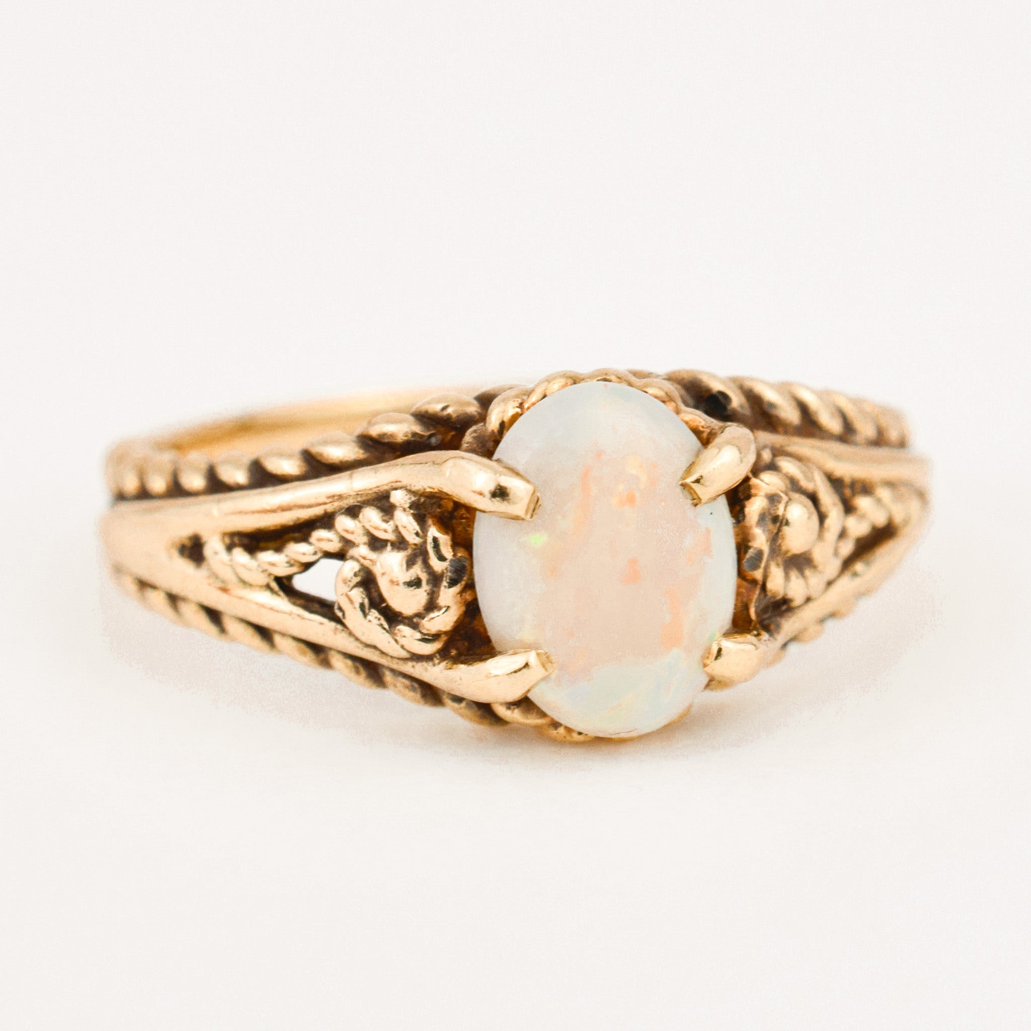 vintage gold Opal Rope Ring