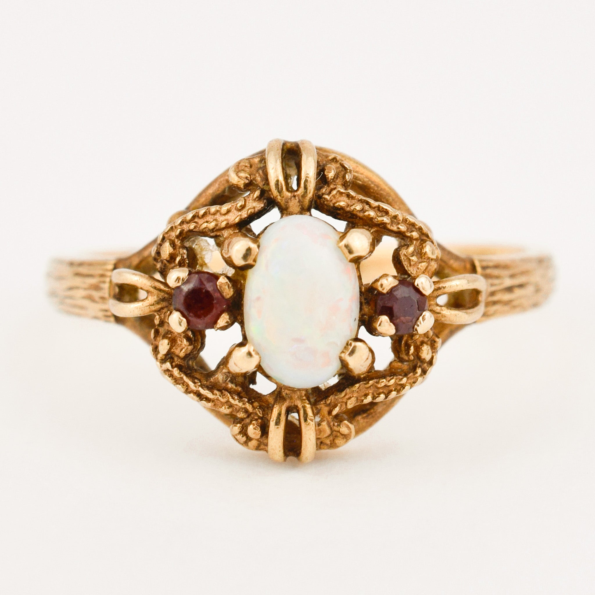 vintage Opal and Garnet Ring