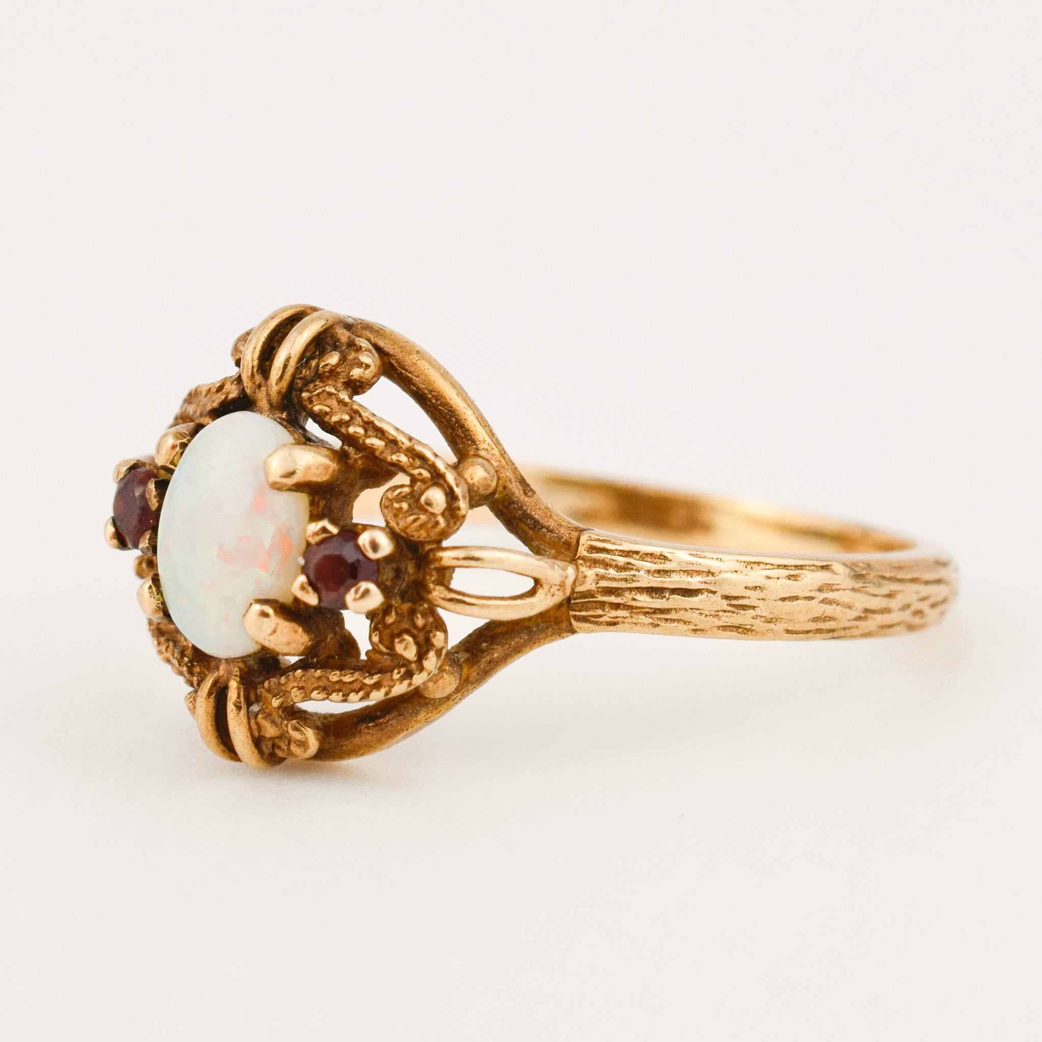 vintage Opal and Garnet Ring