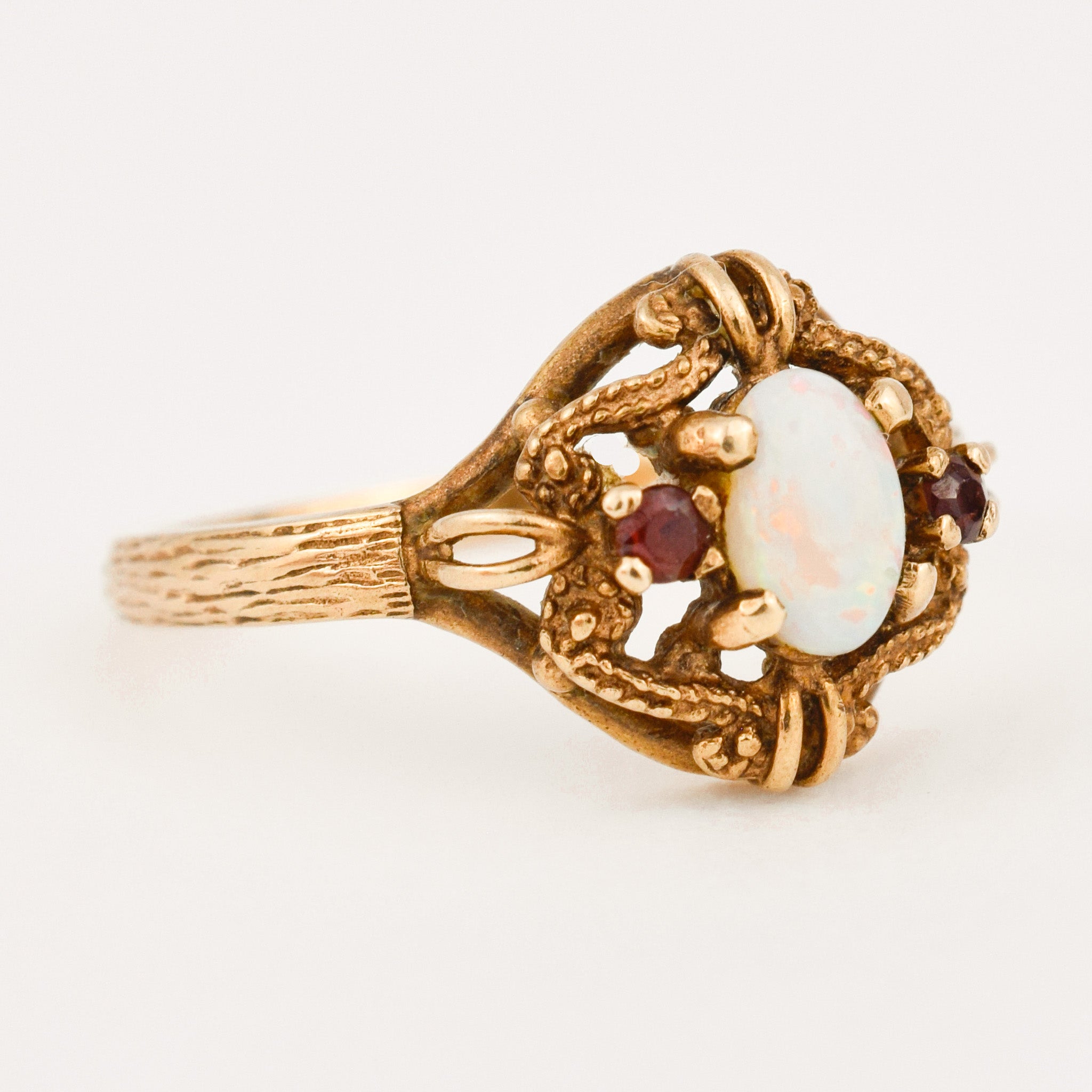 vintage Opal and Garnet Ring