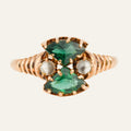 Green Tourmaline and Moonstone Pinkie Ring