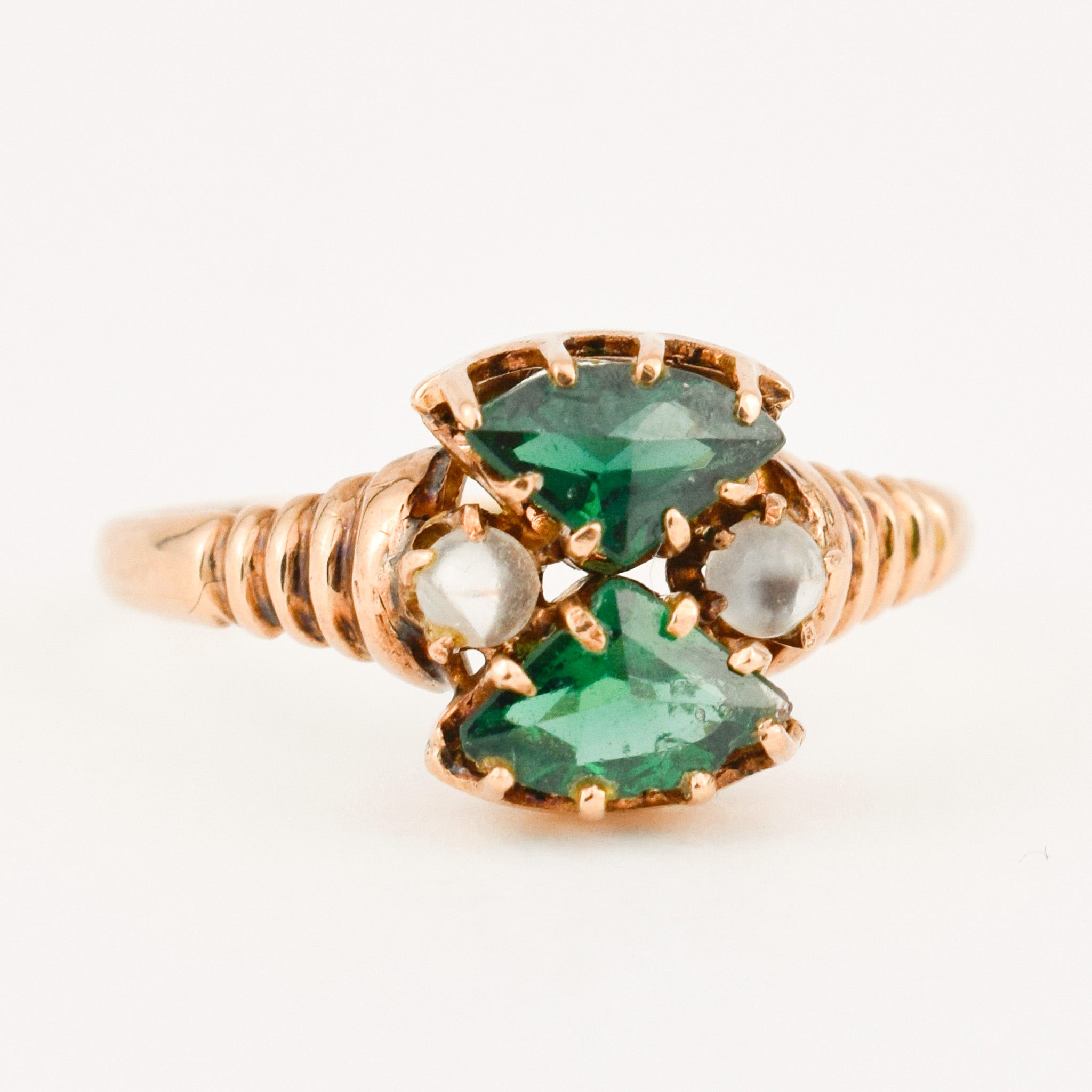 Green Tourmaline and Moonstone Pinkie Ring