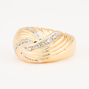 vintage gold Domed Diamond Wave Band