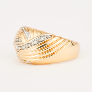 vintage gold Domed Diamond Wave Band