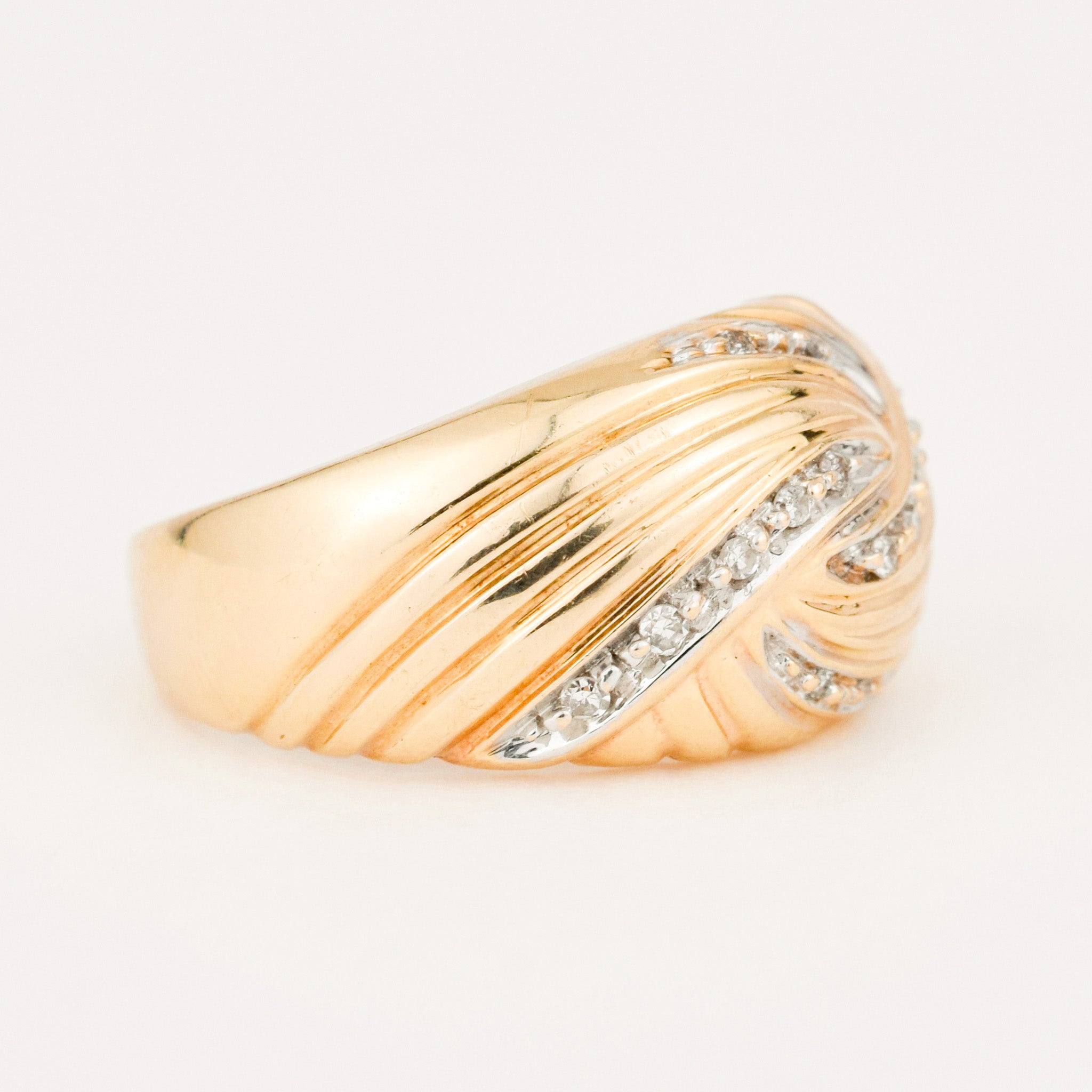 vintage gold Domed Diamond Wave Band