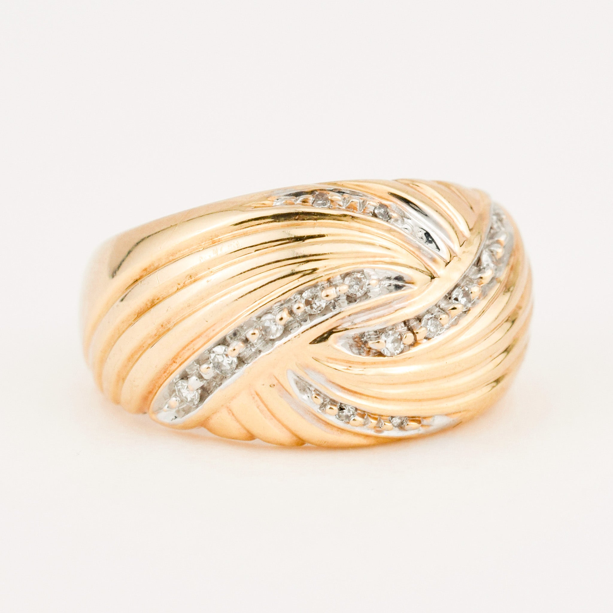 vintage gold Domed Diamond Wave Band