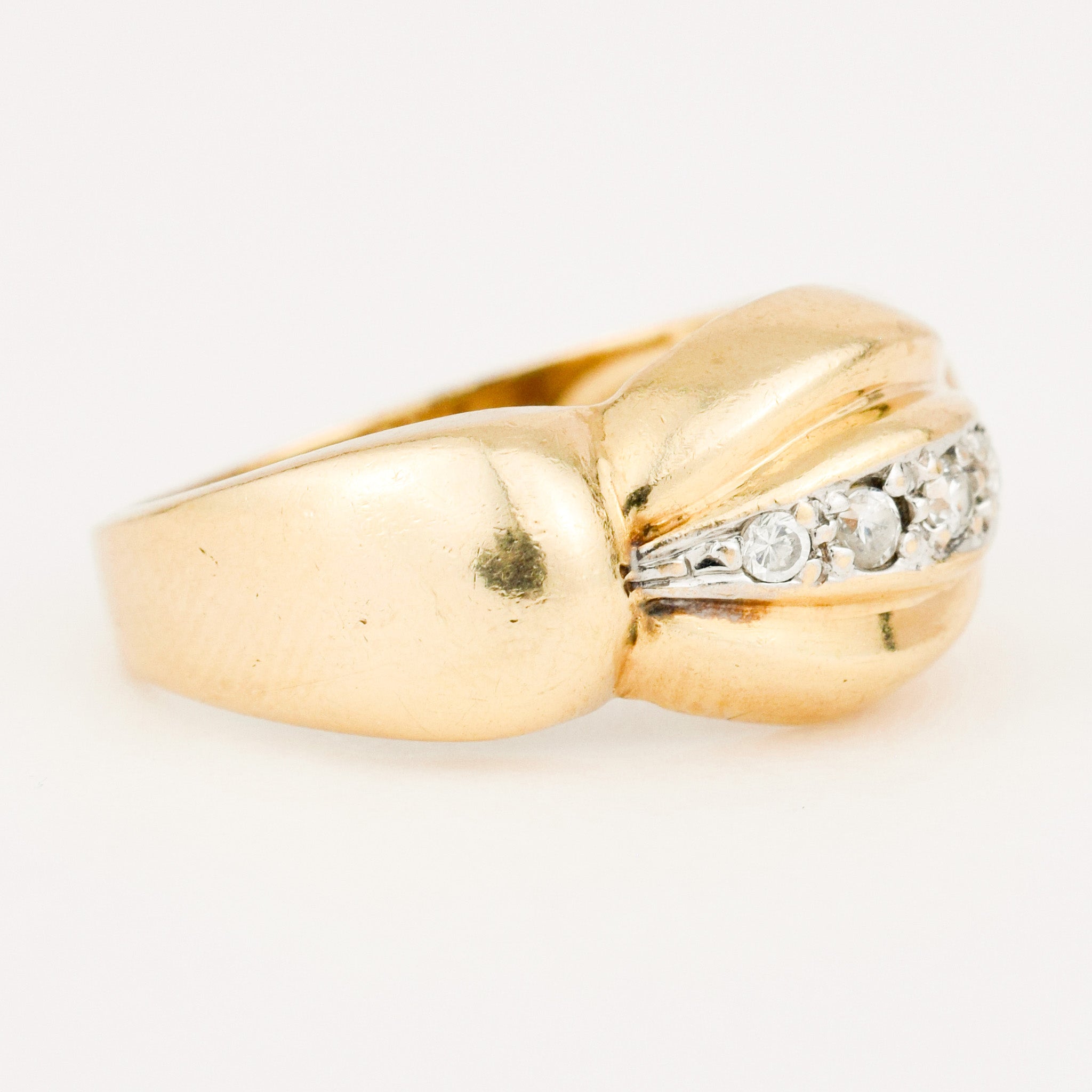 vintage gold Domed Diamond Band