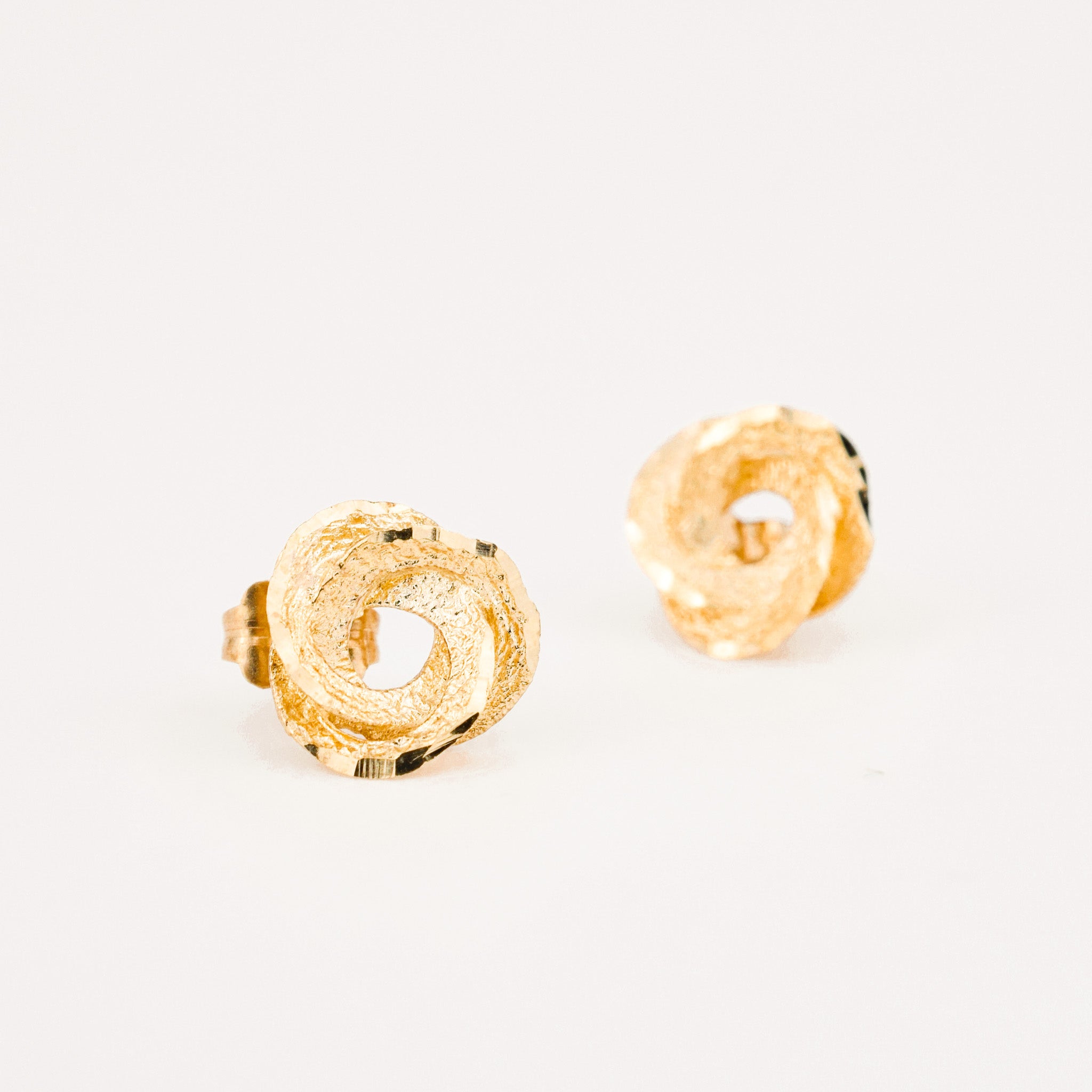 vintage gold Multi-Texture Circular Studs