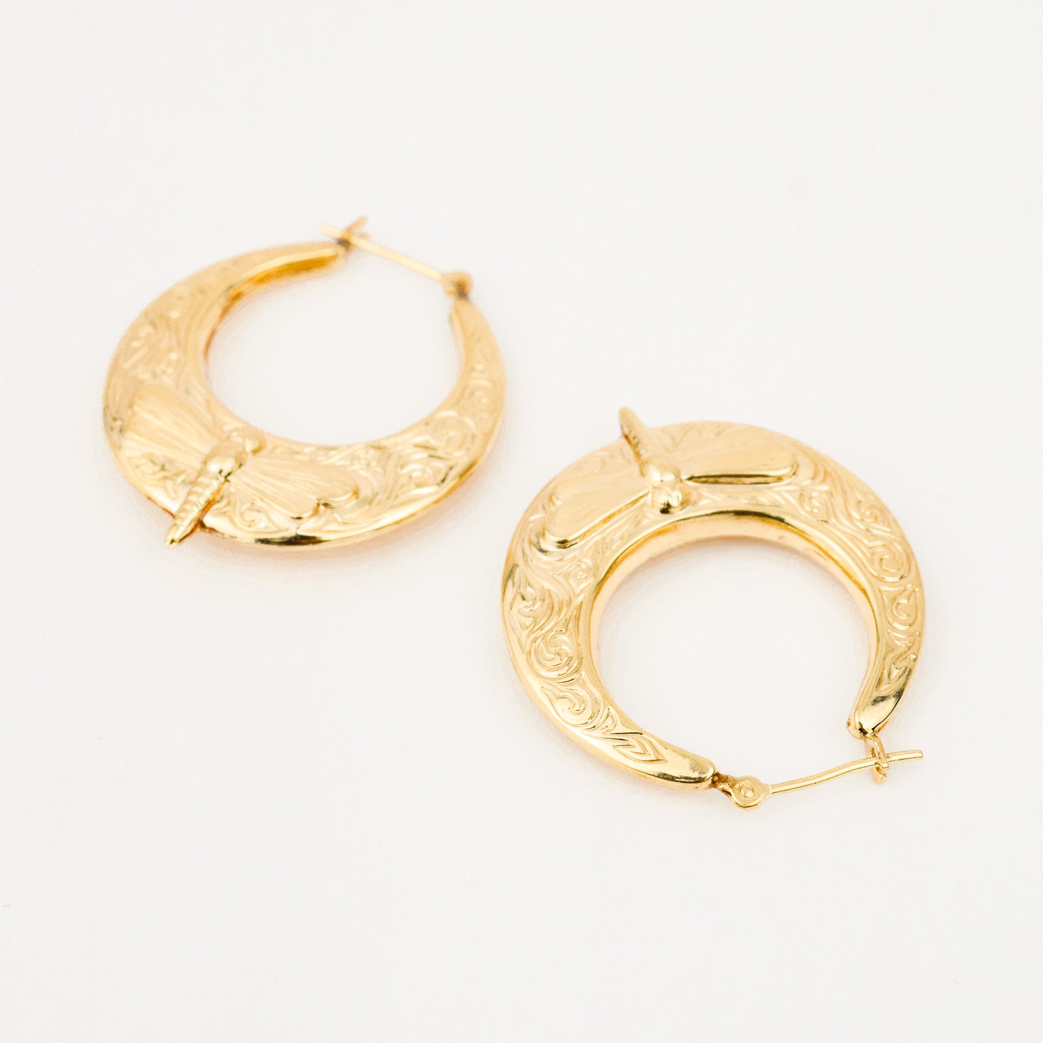 vintage gold 31mm Dragonfly Hoops