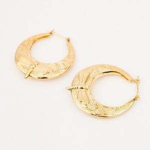 vintage gold 31mm Dragonfly Hoops