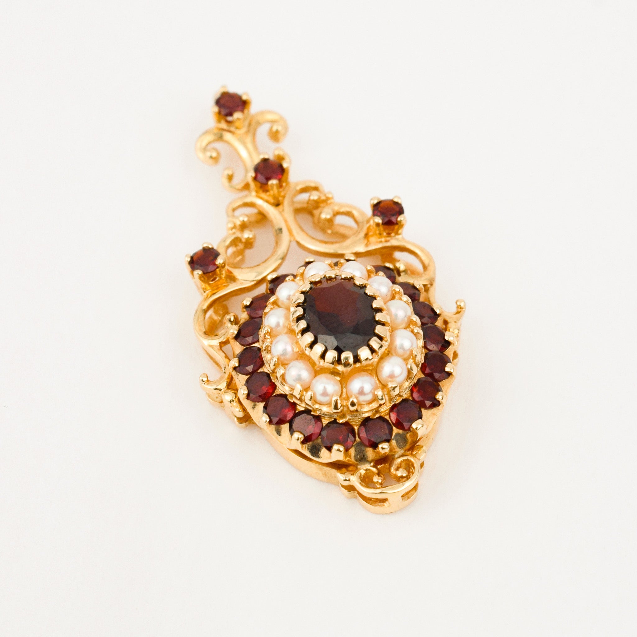 antique exceptional Garnet and Seed Pearl Pendant