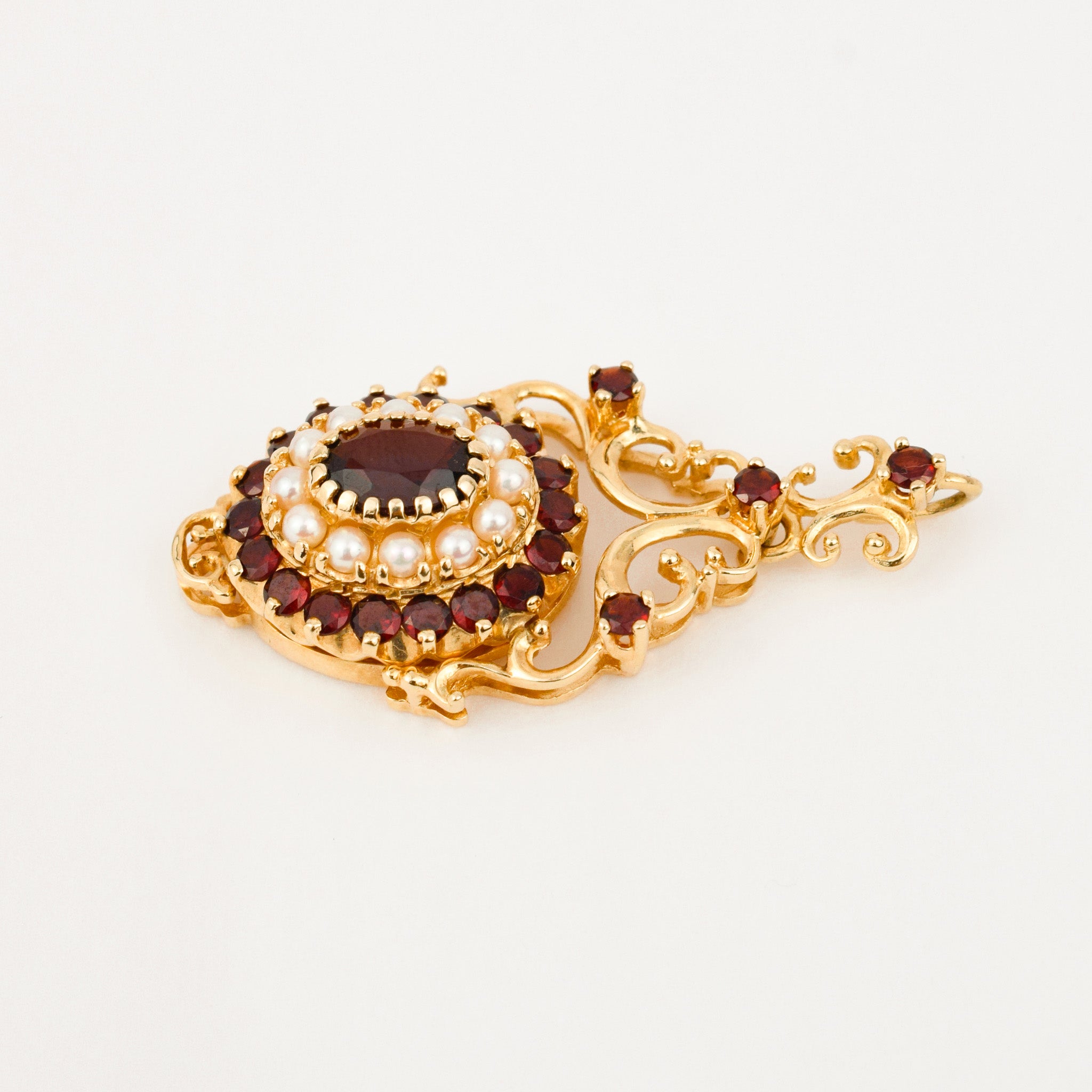 antique exceptional Garnet and Seed Pearl Pendant